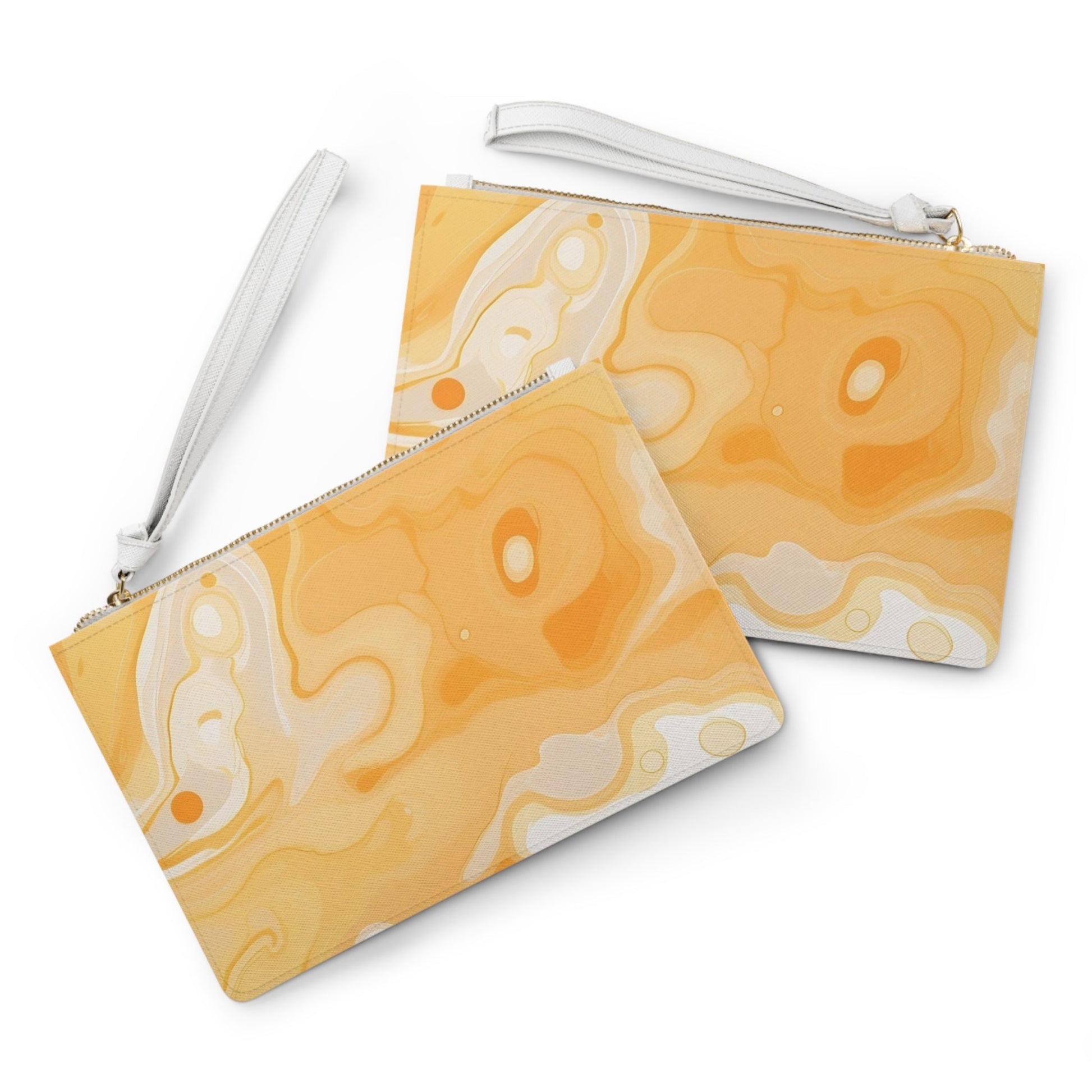 Abstract Orange and White Swirl Clutch Bag, Artsulli - Art is Long, Life is Short, Bags, , , , , , , 