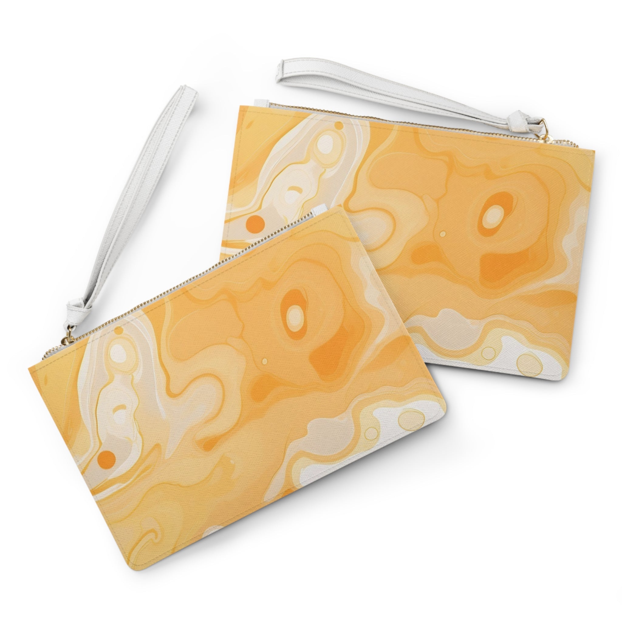 Abstract Orange and White Swirl Clutch Bag, Artsulli - Art is Long, Life is Short, Bags, , , , , , , 