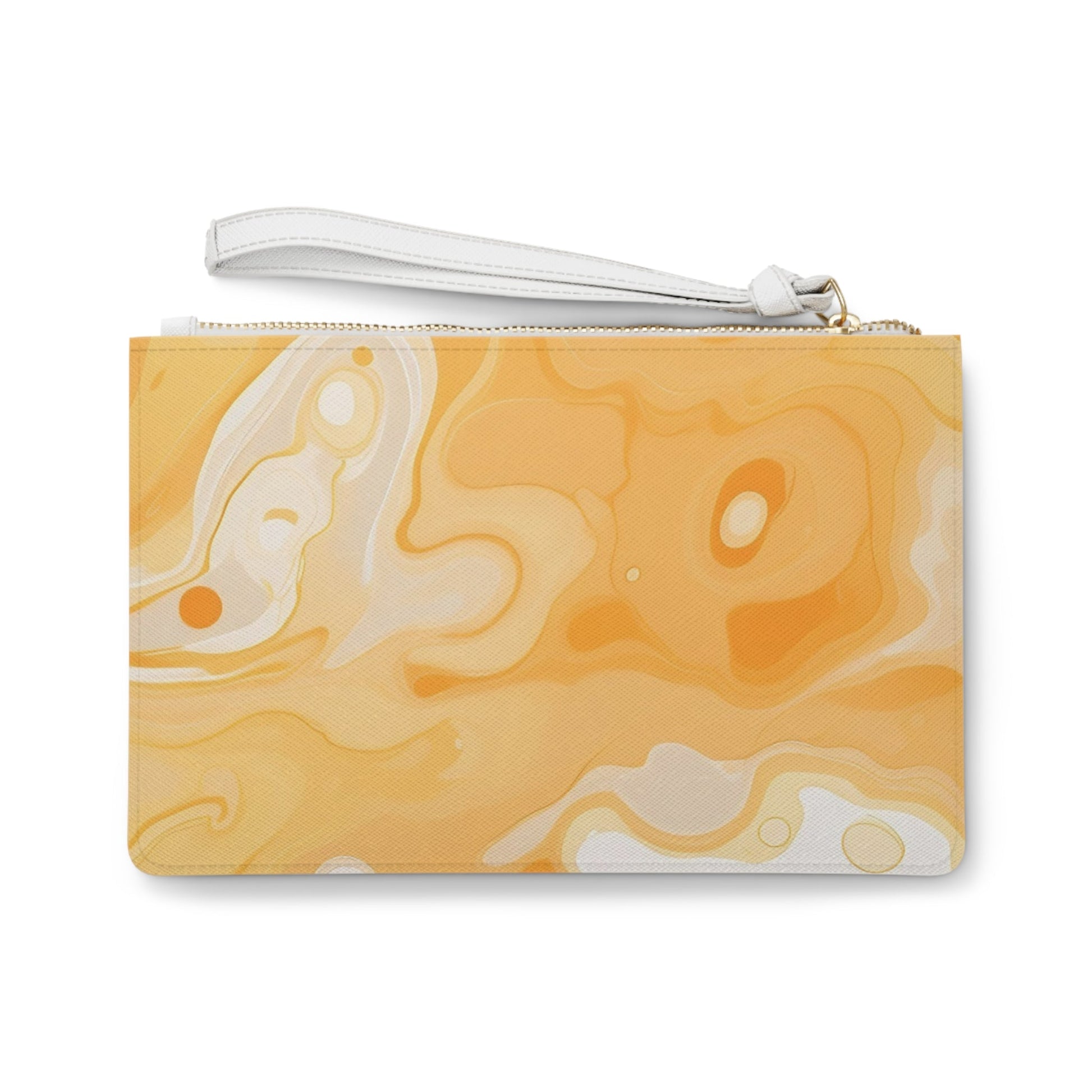 Abstract Orange and White Swirl Clutch Bag, Artsulli - Art is Long, Life is Short, Bags, , , , , , , 