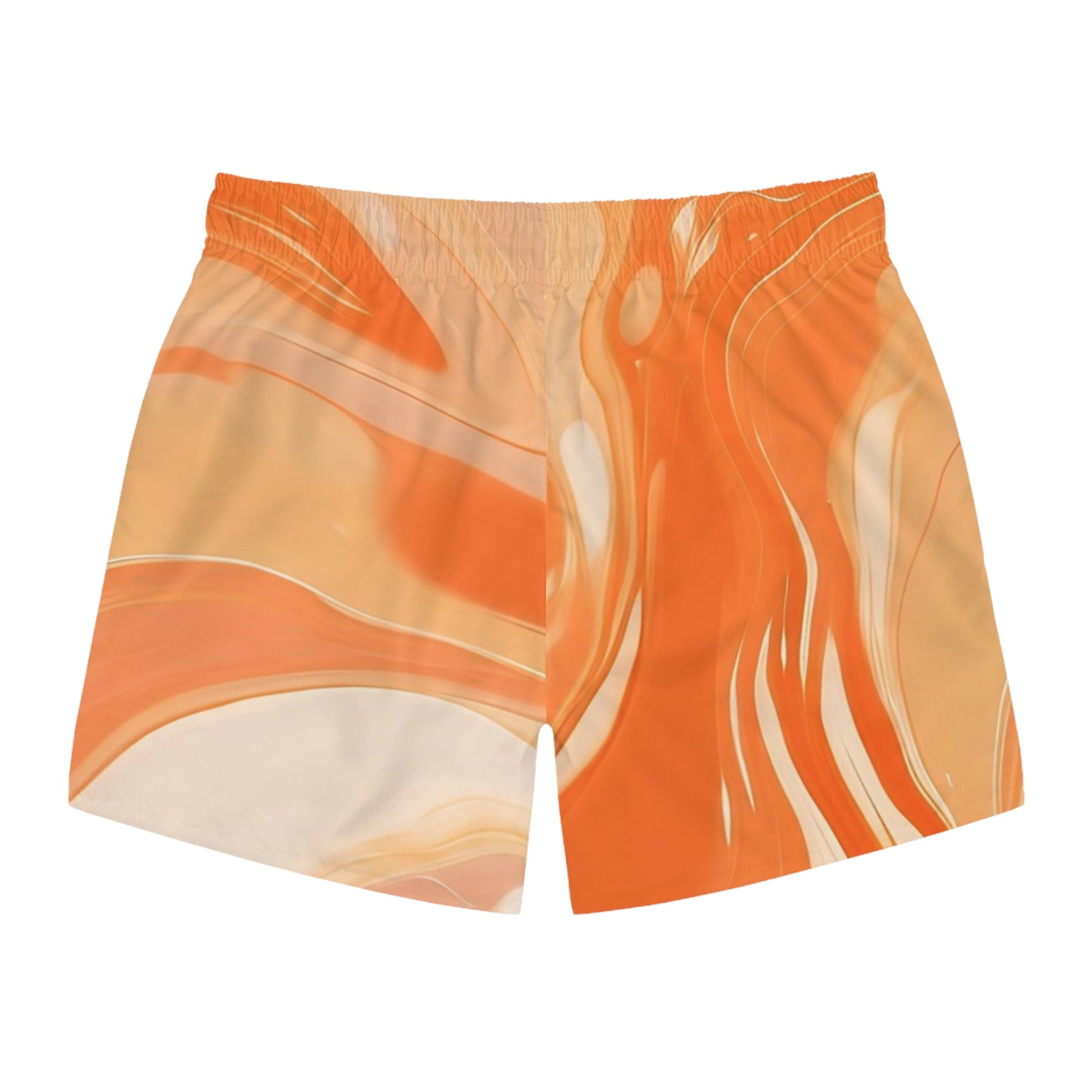 Abstract Orange Swirl Men's Swim Trunks, Artsulli - Art is Long, Life is Short, All Over Prints, , , , , , , 