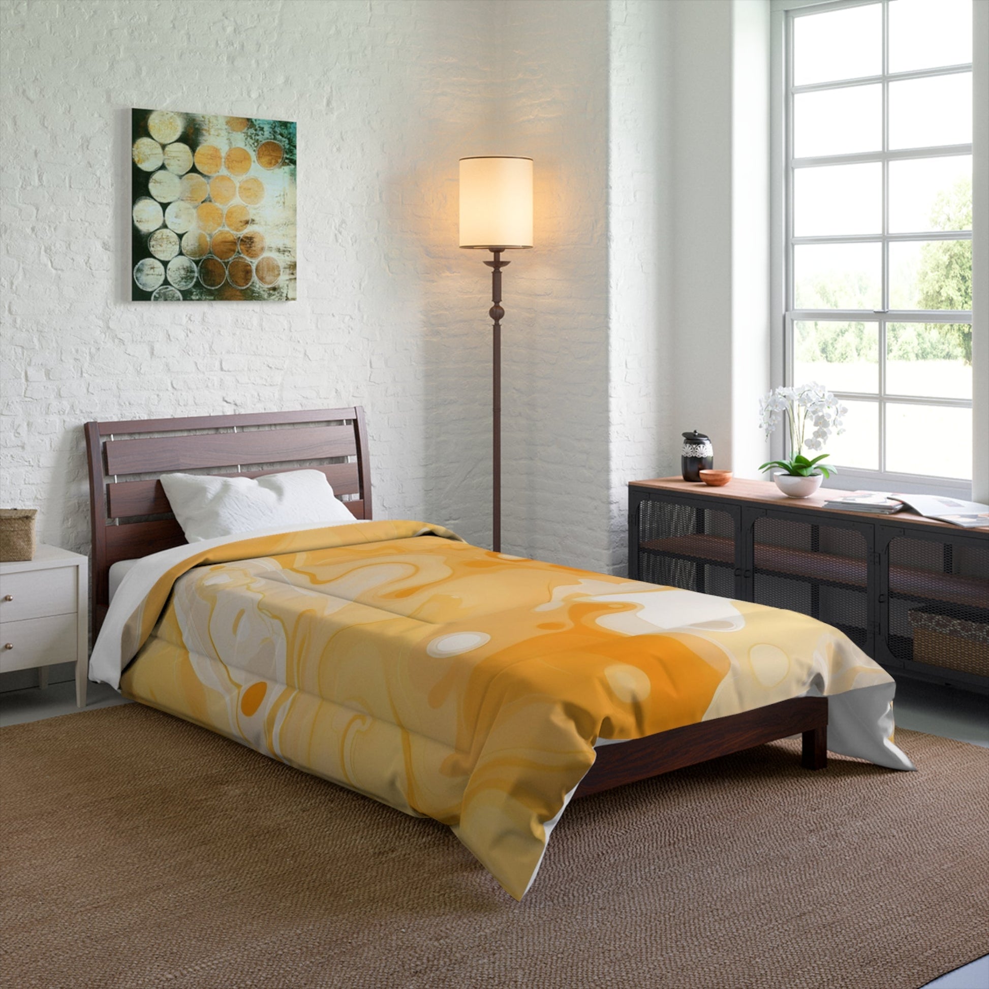 Abstract Orange Watercolor Comforter, Artsulli - Art is Long, Life is Short, Home Decor, , , , , , , 