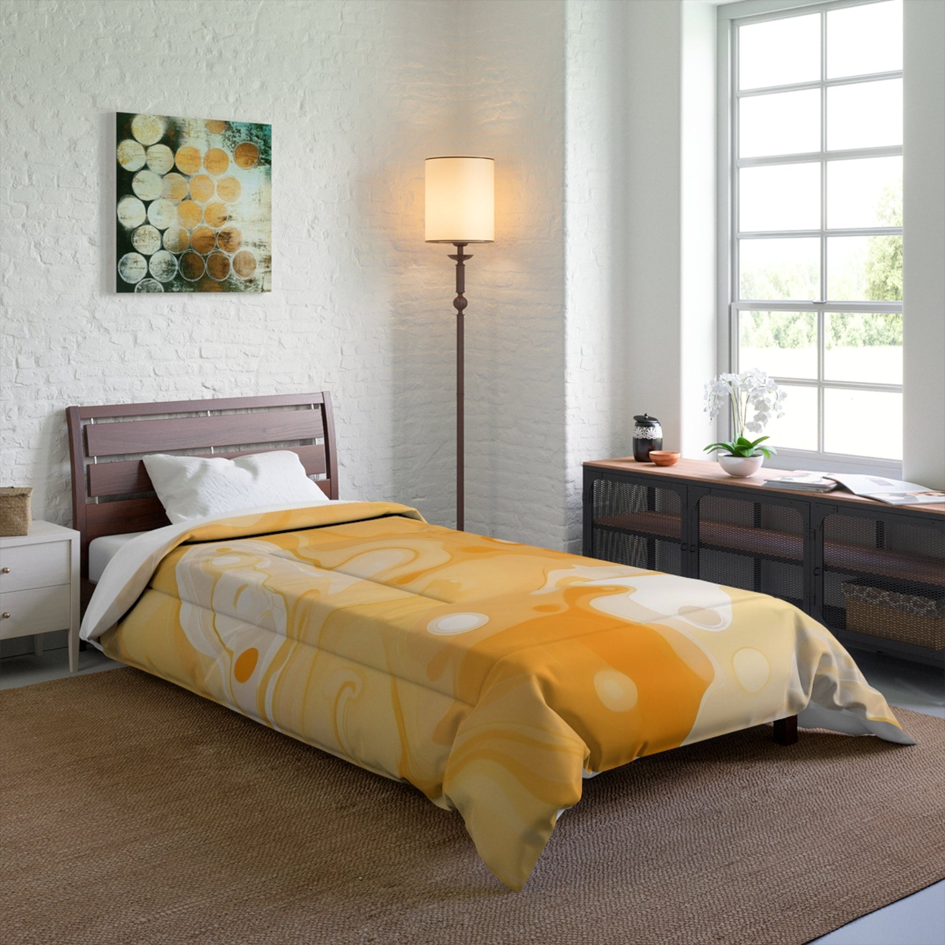 Abstract Orange Watercolor Comforter, Artsulli - Art is Long, Life is Short, Home Decor, , , , , , , 