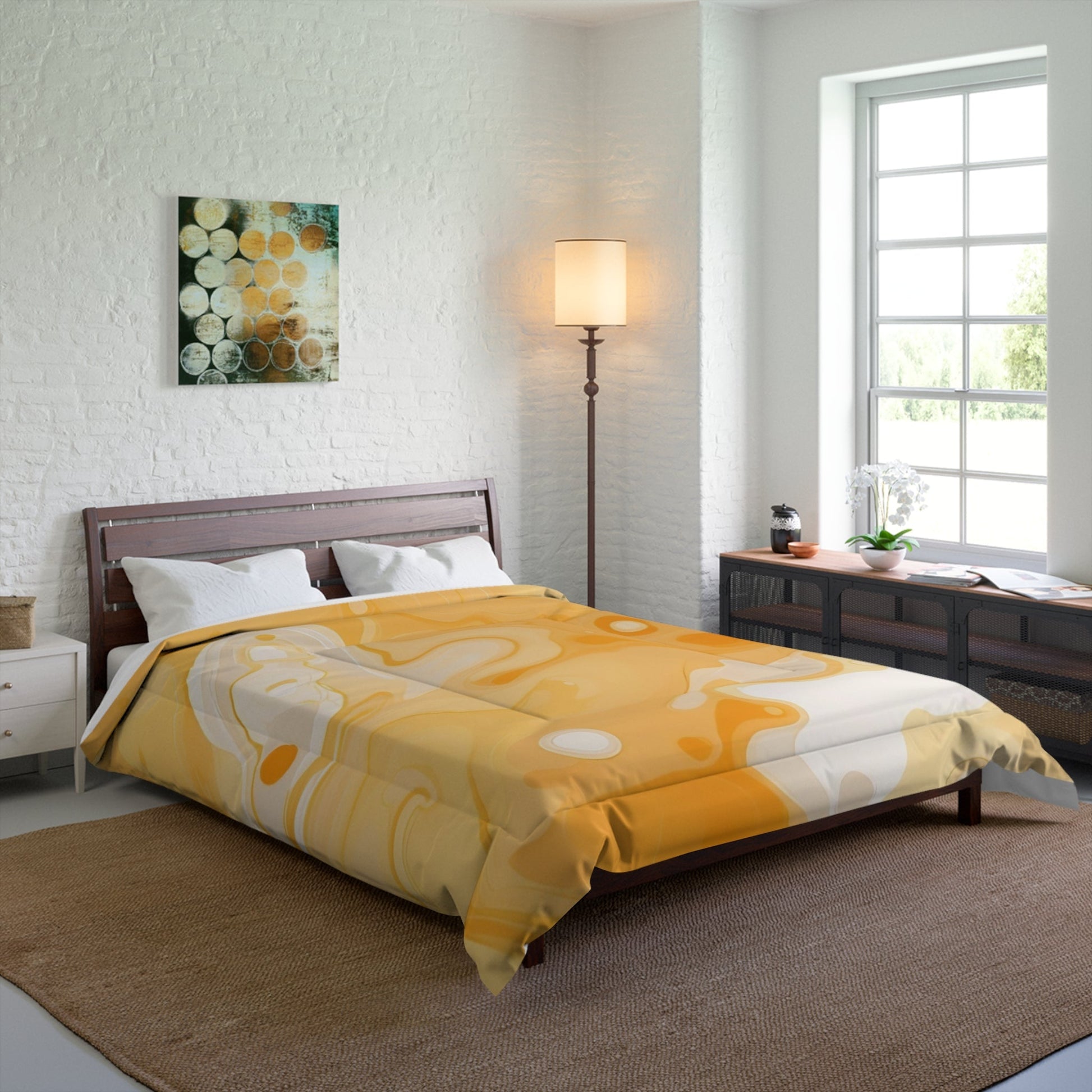 Abstract Orange Watercolor Comforter, Artsulli - Art is Long, Life is Short, Home Decor, , , , , , , 