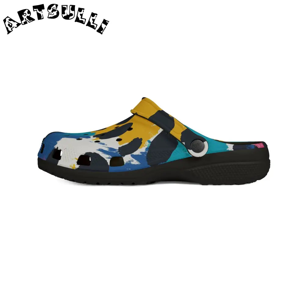 Abstract Paint Brush Strokes Comfort Clogs, Artsulli - Art is Long, Life is Short, Shoes, , , , , , , 