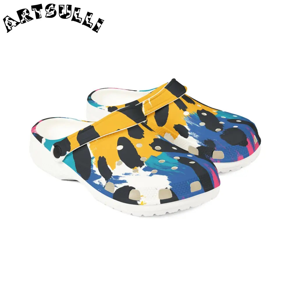 Abstract Paint Brush Strokes Comfort Clogs, Artsulli - Art is Long, Life is Short, Shoes, , , , , , , 
