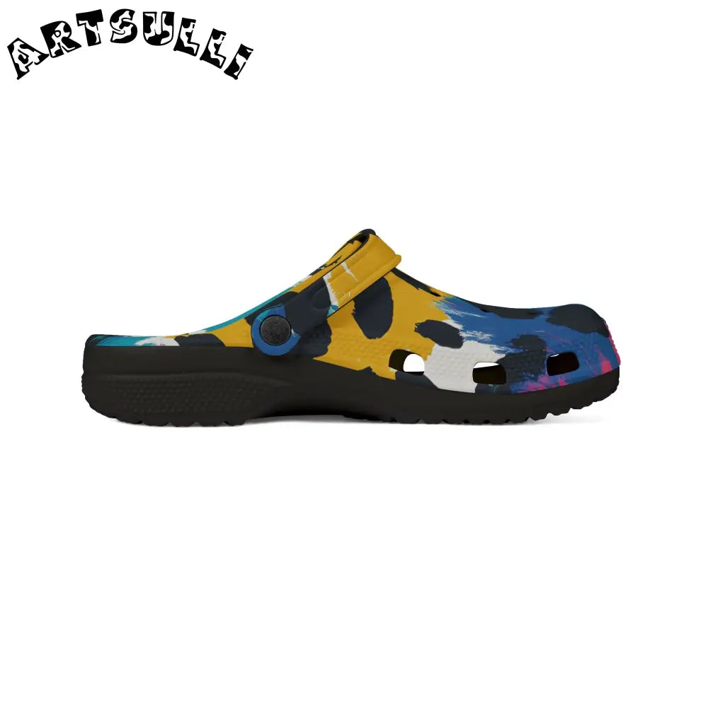 Abstract Paint Brush Strokes Comfort Clogs, Artsulli - Art is Long, Life is Short, Shoes, , , , , , , 
