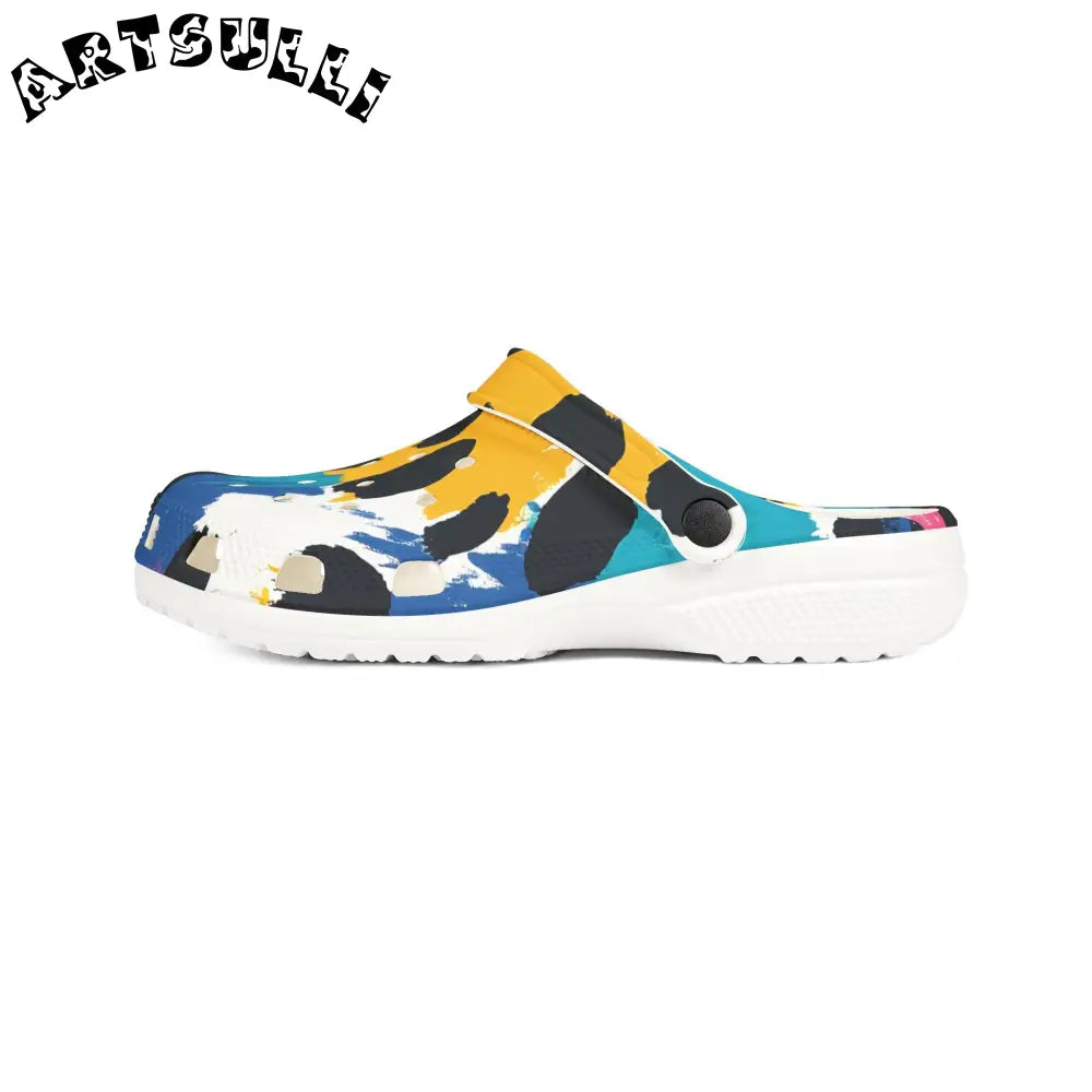 Abstract Paint Brush Strokes Comfort Clogs, Artsulli - Art is Long, Life is Short, Shoes, , , , , , , 