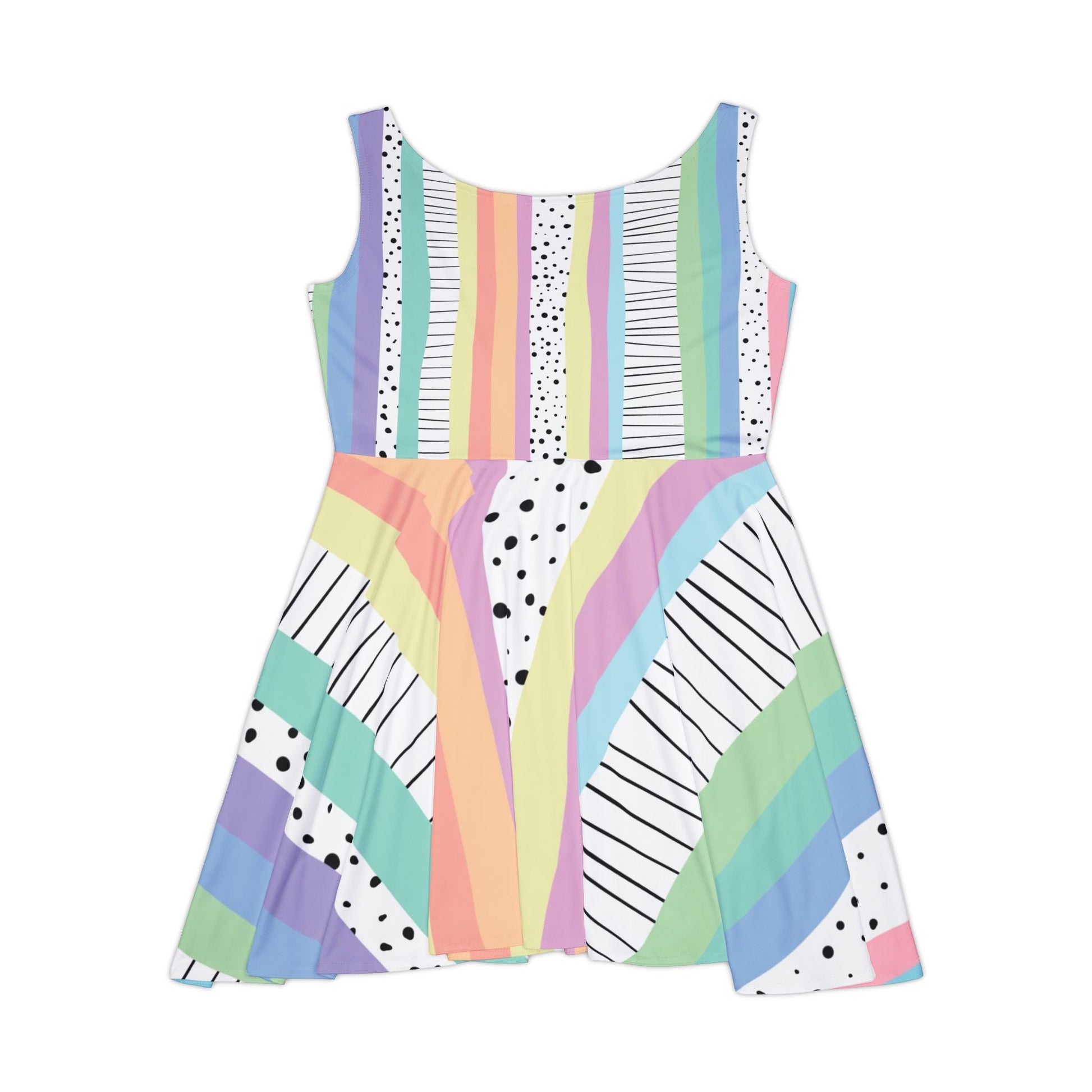 Abstract Pastel Rainbow Skater Dress, Artsulli - Art is Long, Life is Short, All Over Prints, , , , , , , 