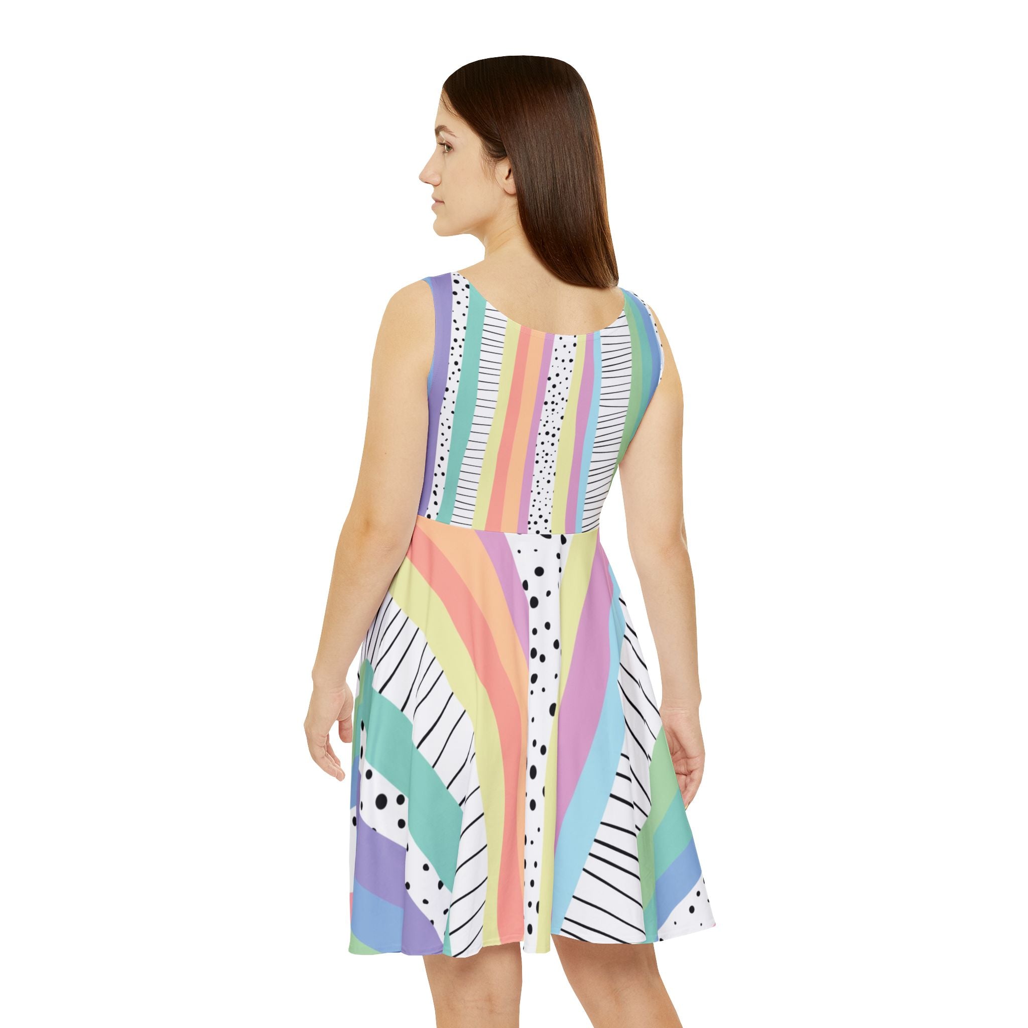 Abstract Pastel Rainbow Skater Dress, Artsulli - Art is Long, Life is Short, All Over Prints, , , , , , , 