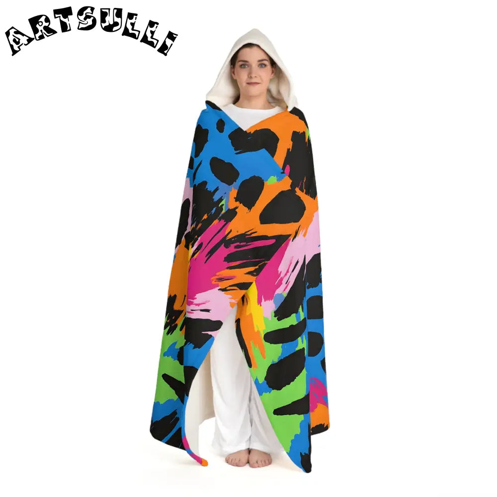 Abstract Pattern Hooded Fleece Blanket, Artsulli - Art is Long, Life is Short, All Over Prints, , , , , , , 