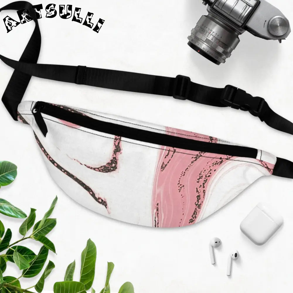 JAKKOUTTHEBXX Abstract Pink and Black Waist Bag 2025
