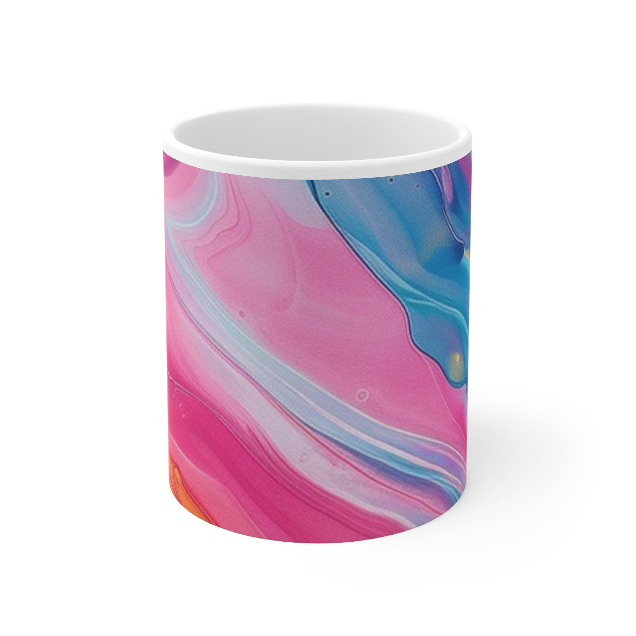 Printify Abstract Pink and Blue Swirl Mug 2025