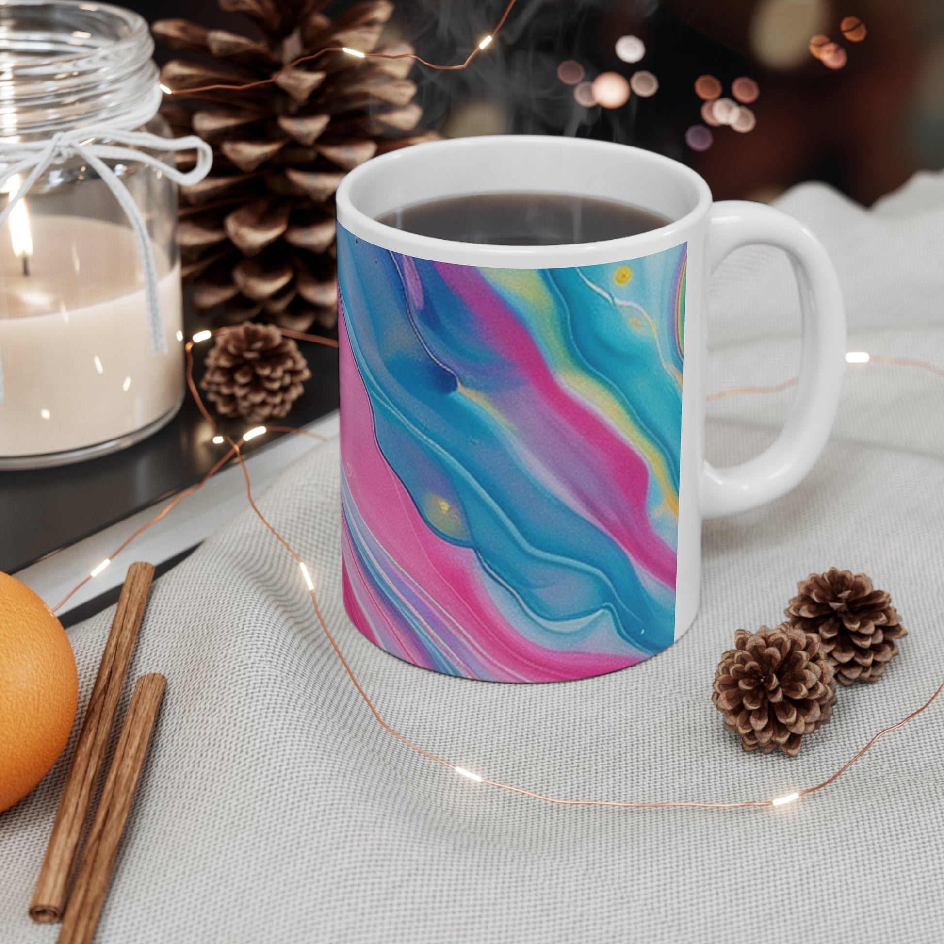 Abstract Pink and Blue Swirl Mug, Artsulli - Art is Long, Life is Short, Mug, , , , , , , 