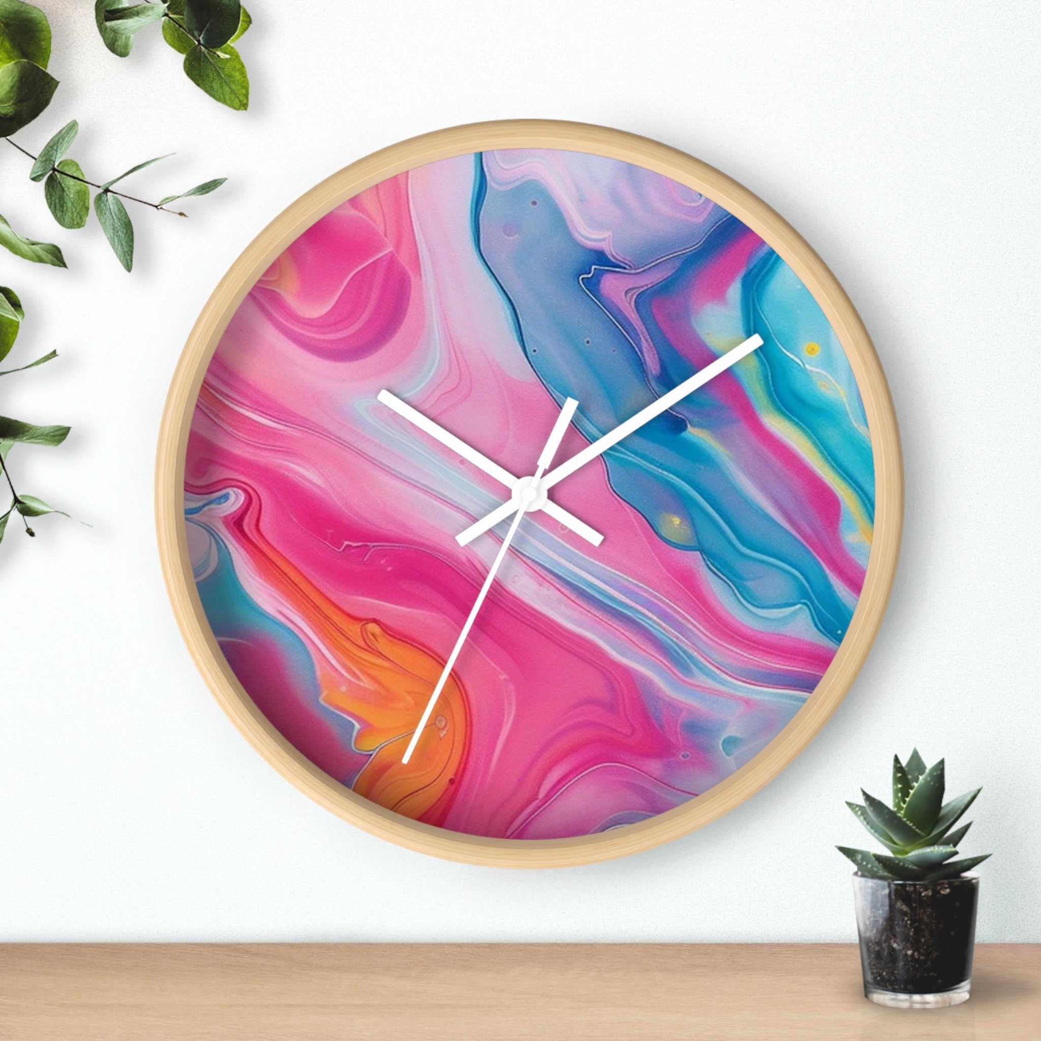 Abstract Pink and Blue Swirl Wall Clock, Artsulli - Art is Long, Life is Short, Home Decor, , , , , , , 