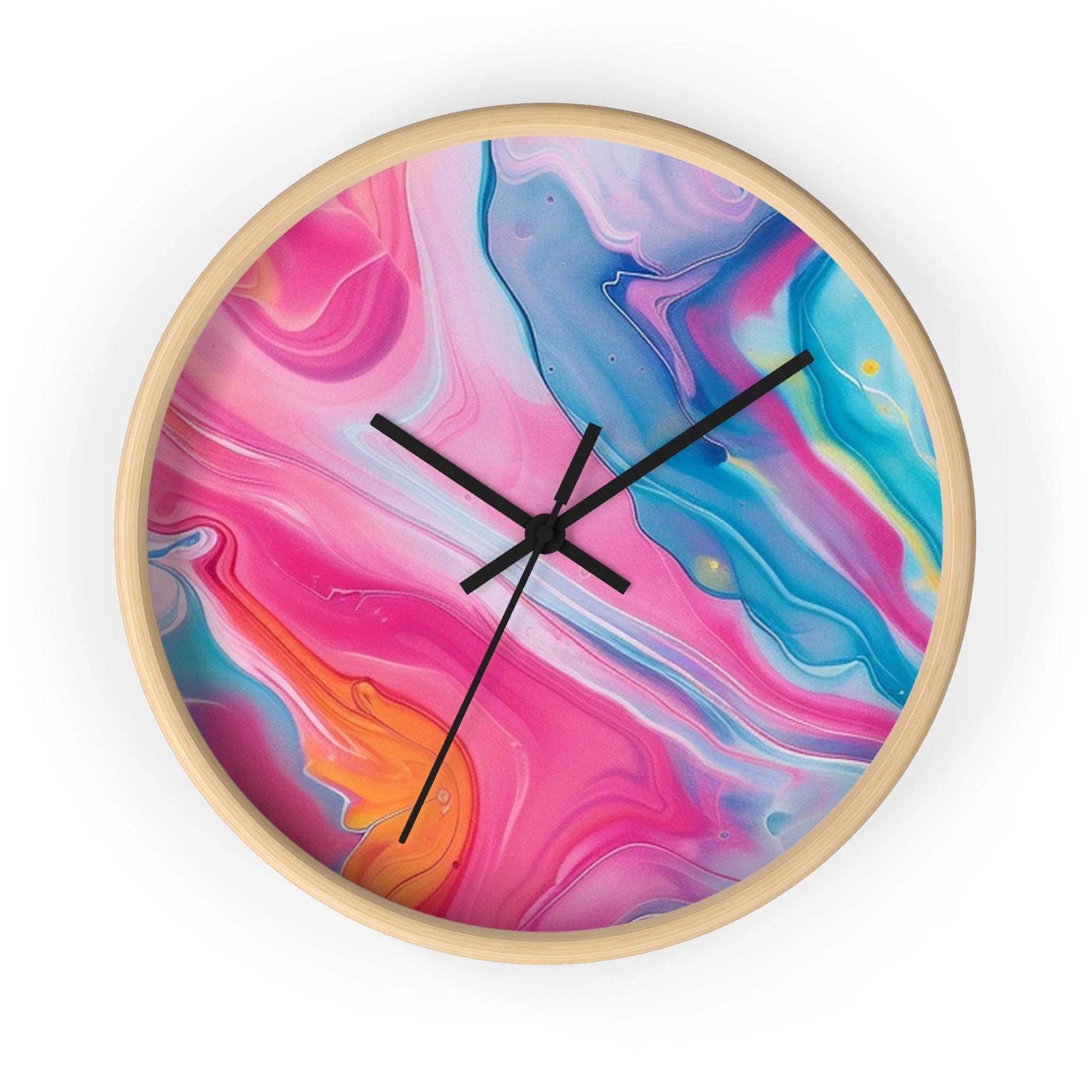 Printify Abstract Pink and Blue Swirl Wall Clock 2025
