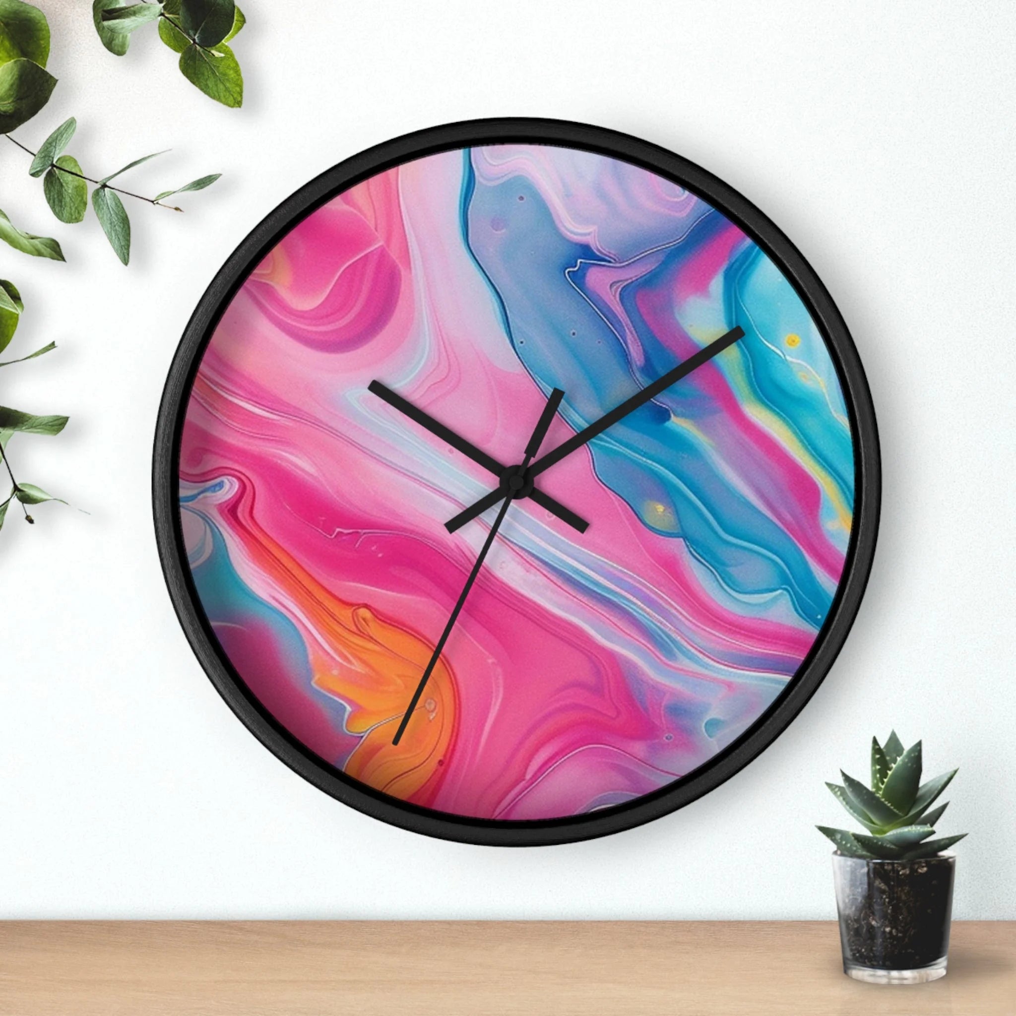 Printify Abstract Pink and Blue Swirl Wall Clock 2025