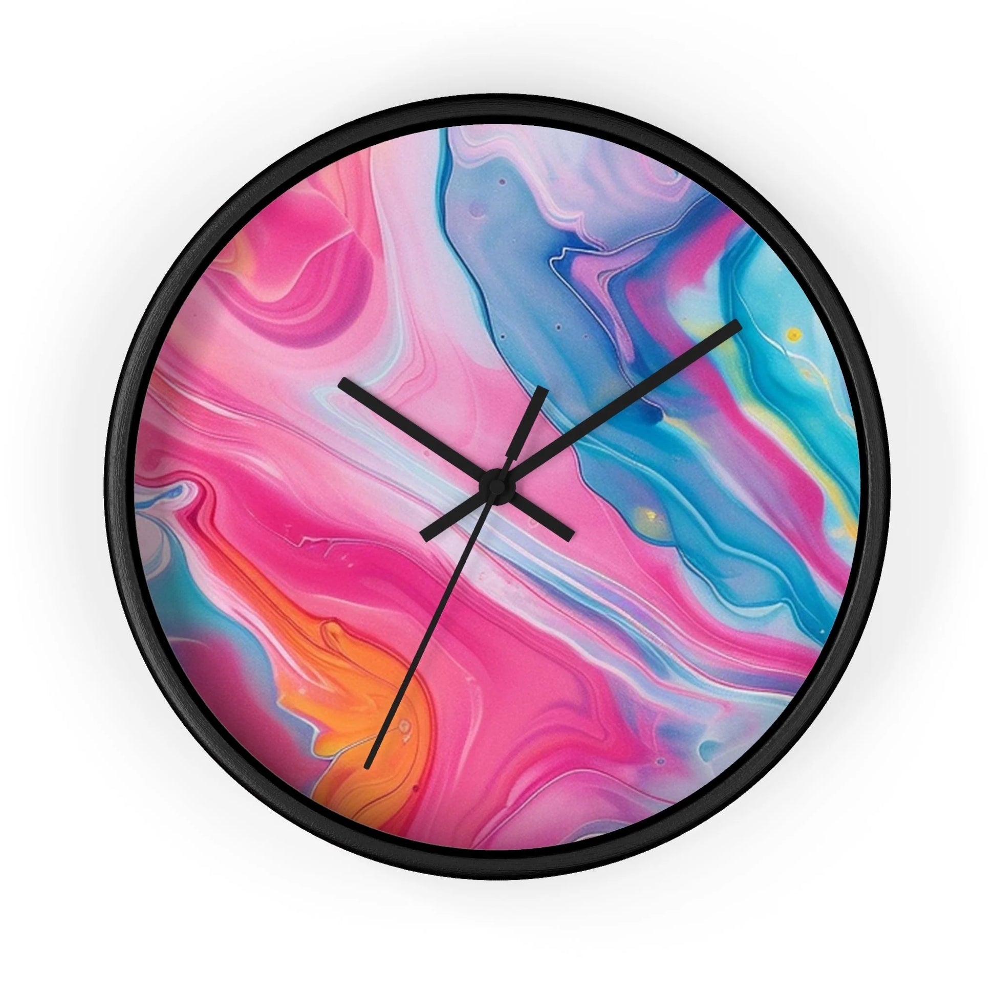 Printify Abstract Pink and Blue Swirl Wall Clock 2025