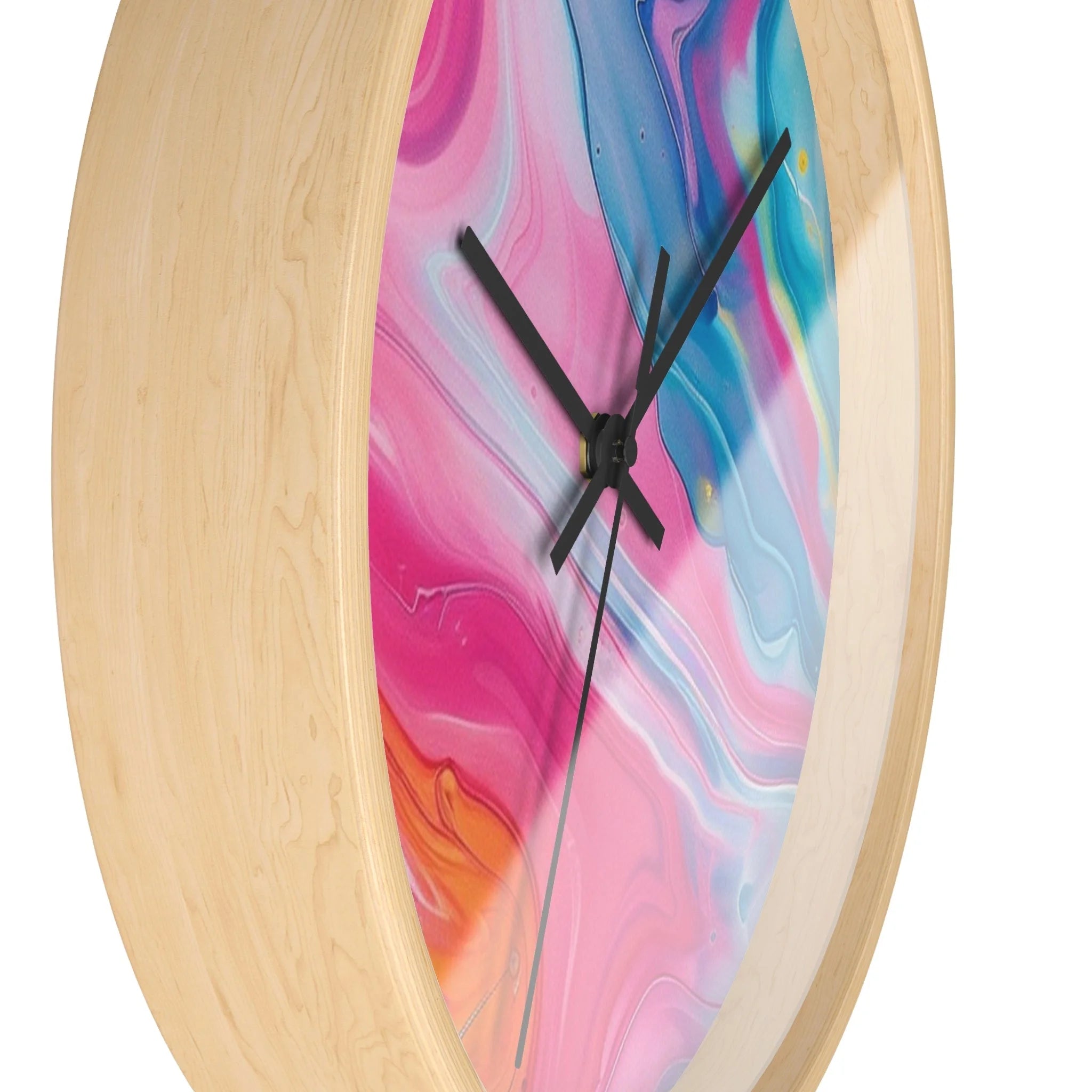 Printify Abstract Pink and Blue Swirl Wall Clock 2025