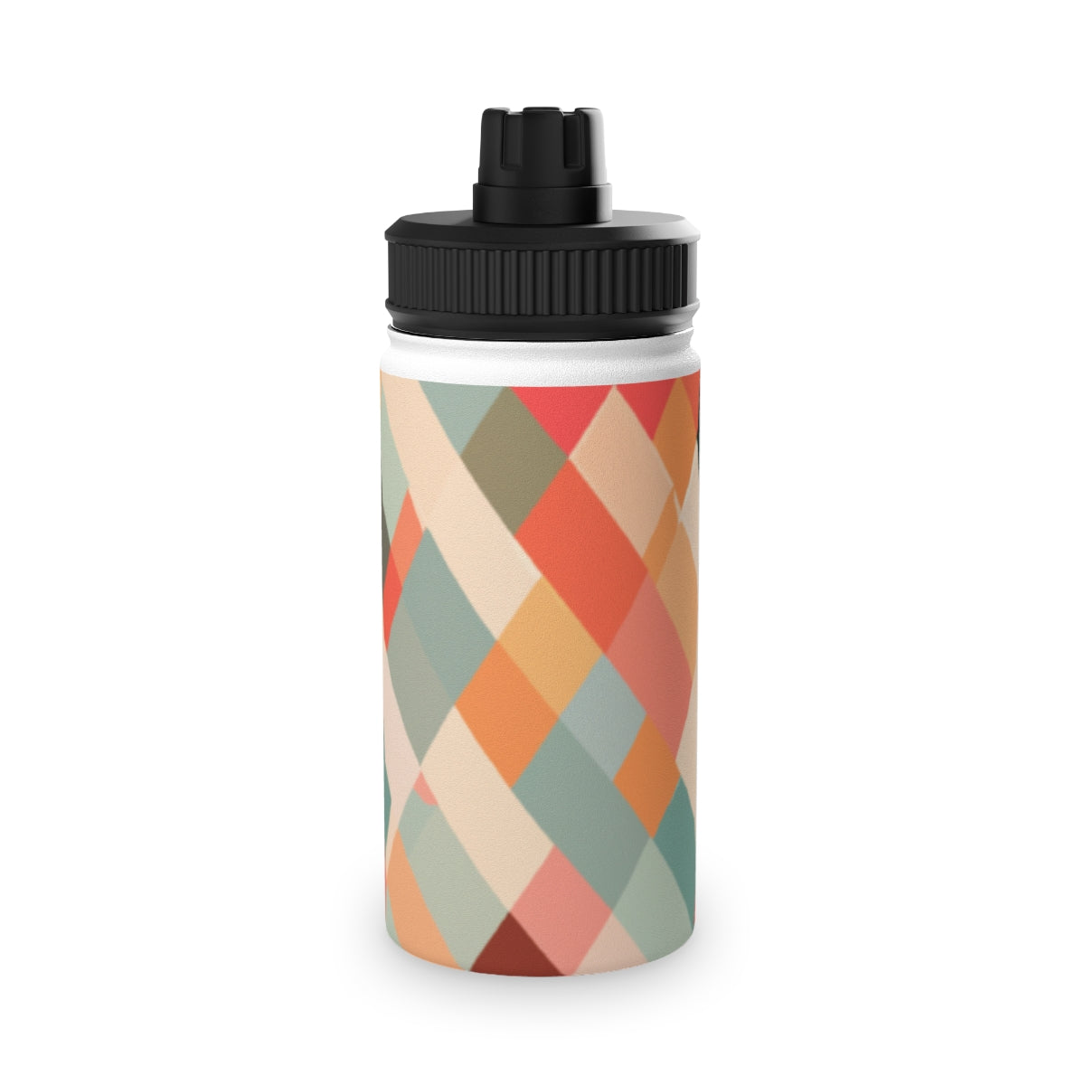 Abstract PixelscapeStainless Steel Water Bottle, Sports LidSilver