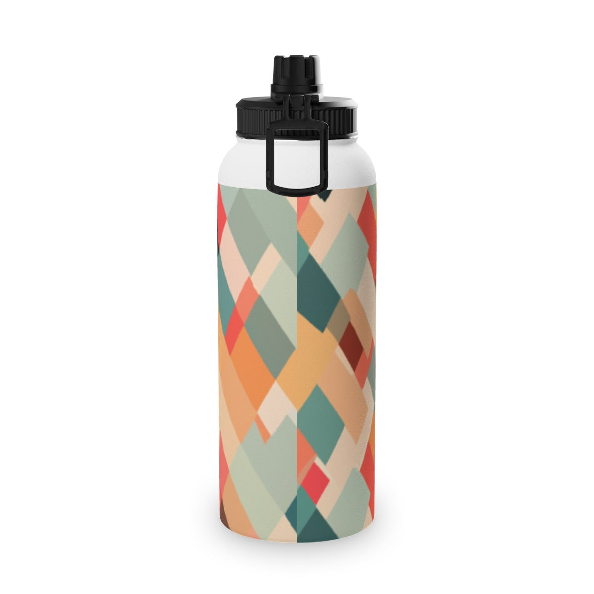 Abstract PixelscapeStainless Steel Water Bottle, Sports LidSilver