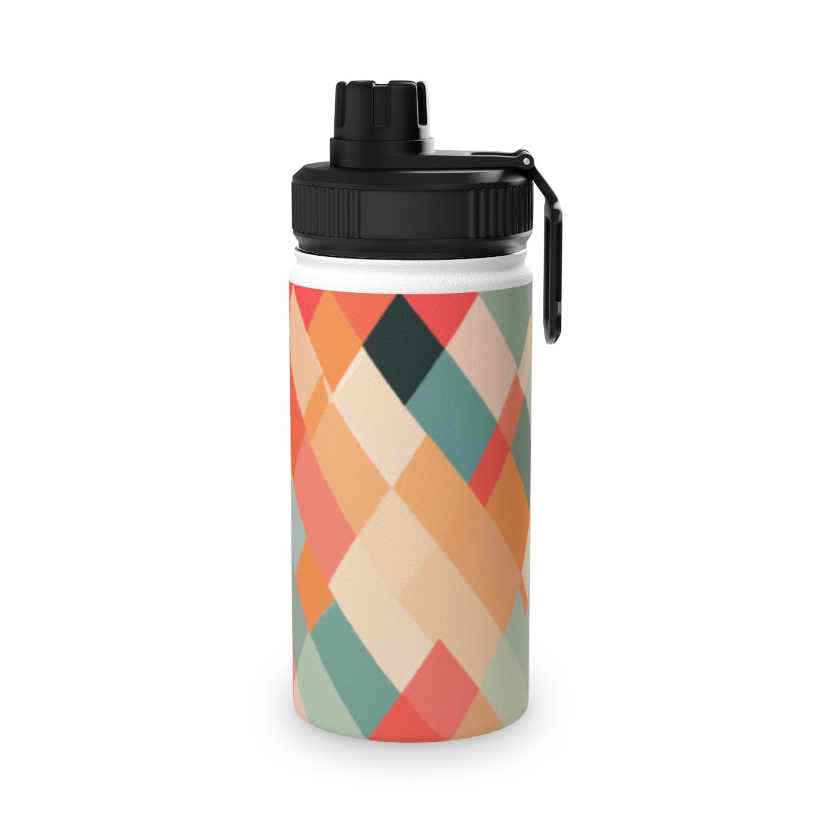 Abstract PixelscapeStainless Steel Water Bottle, Sports LidSilver