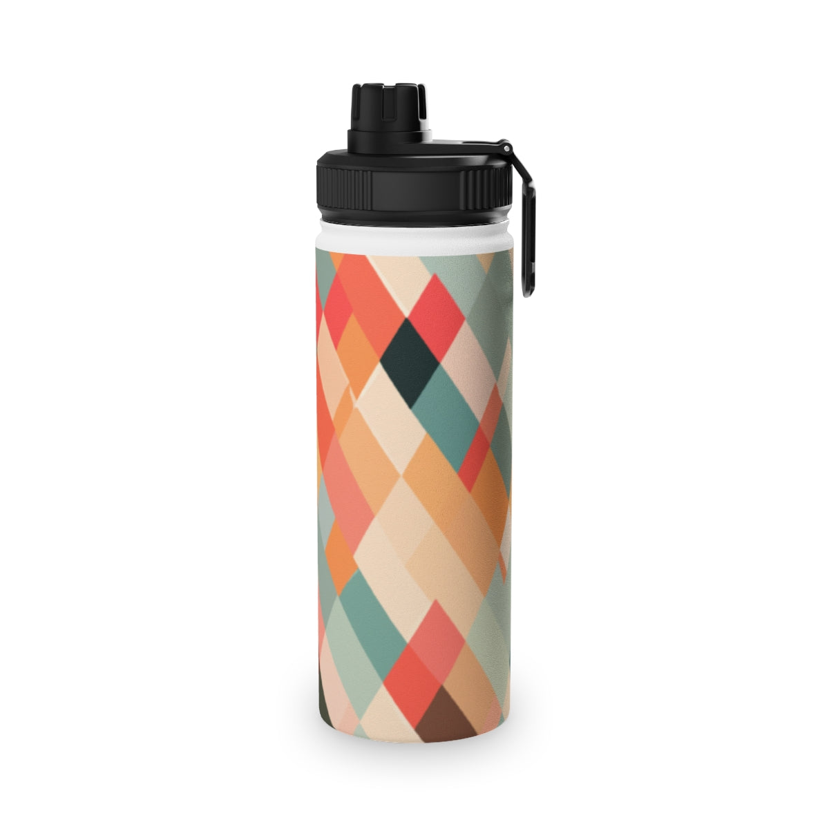 Abstract PixelscapeStainless Steel Water Bottle, Sports LidSilver
