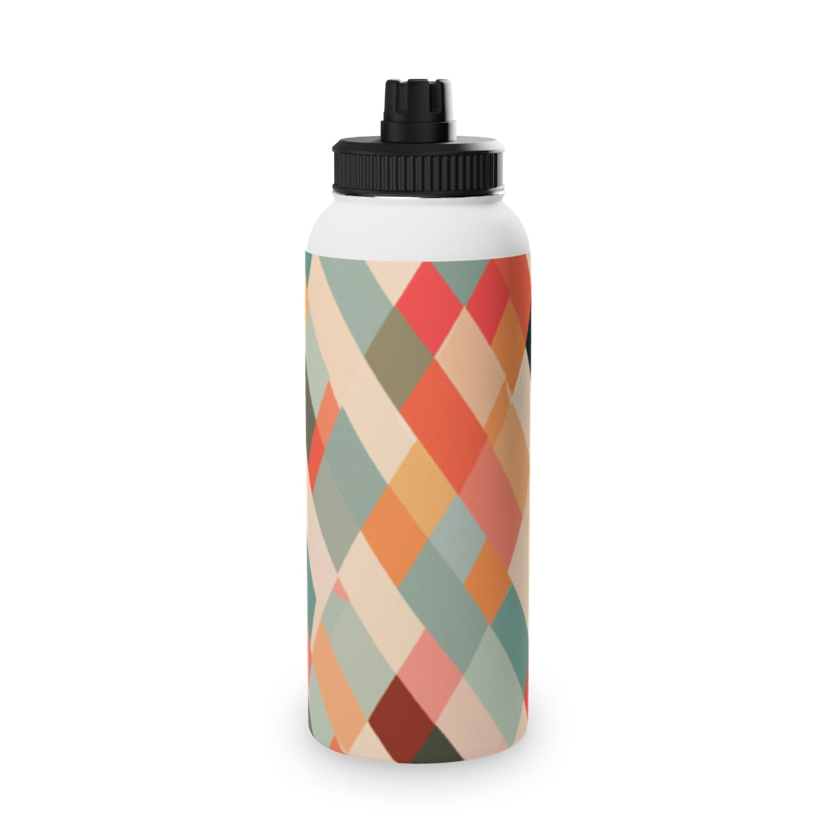 Abstract PixelscapeStainless Steel Water Bottle, Sports LidSilver