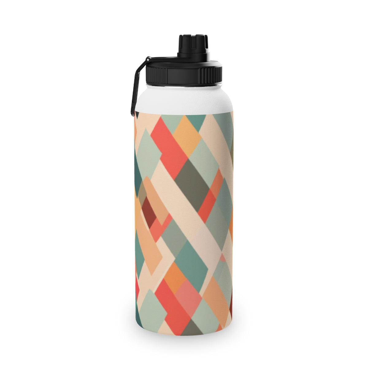 Abstract PixelscapeStainless Steel Water Bottle, Sports LidSilver
