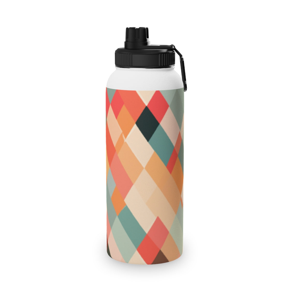 Abstract PixelscapeStainless Steel Water Bottle, Sports LidSilver