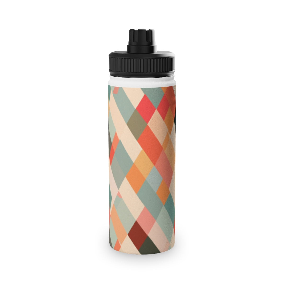 Abstract PixelscapeStainless Steel Water Bottle, Sports LidSilver