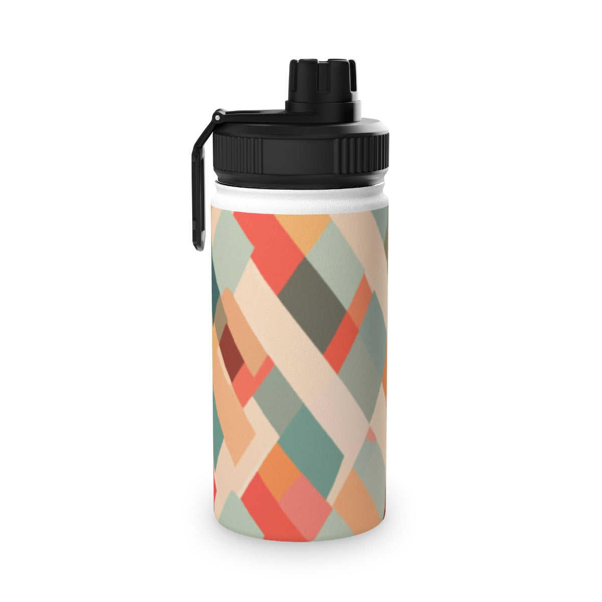 Abstract PixelscapeStainless Steel Water Bottle, Sports LidSilver