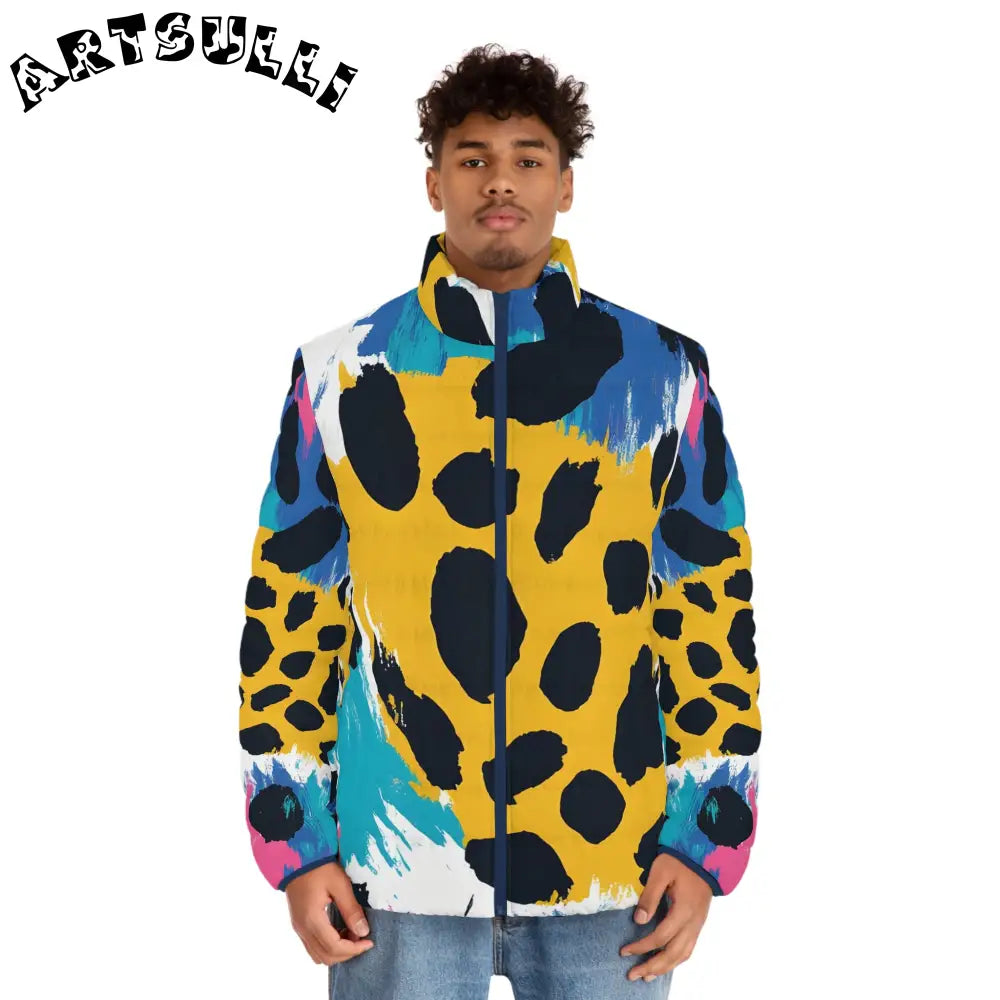 Abstract Print x Paint Puffer Jacket, Artsulli - Art is Long, Life is Short, All Over Prints, , , , , , , 