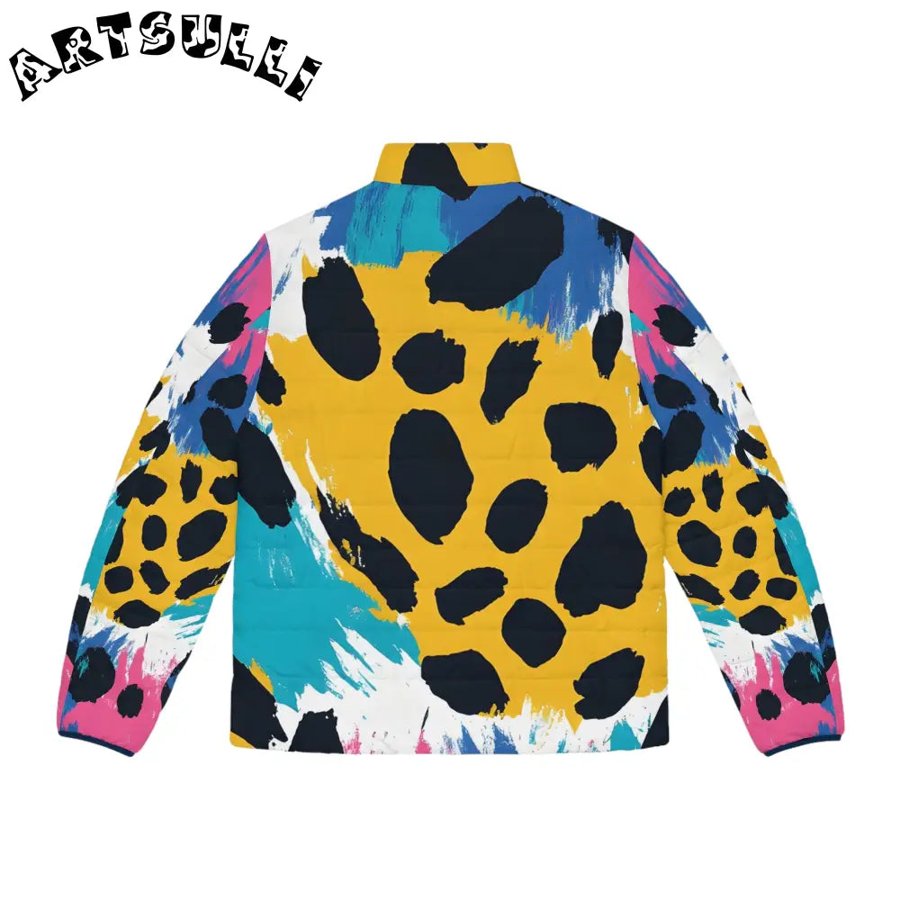Abstract Print x Paint Puffer Jacket, Artsulli - Art is Long, Life is Short, All Over Prints, , , , , , , 