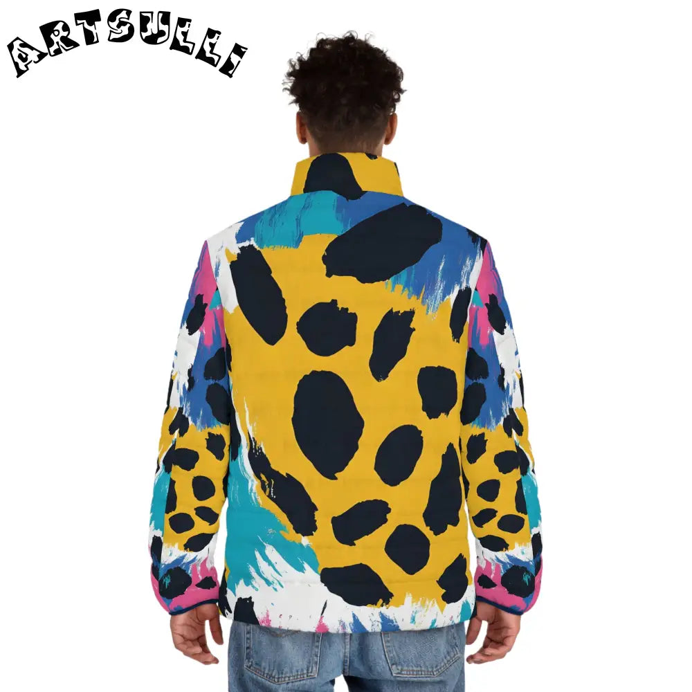 Abstract Print x Paint Puffer Jacket, Artsulli - Art is Long, Life is Short, All Over Prints, , , , , , , 