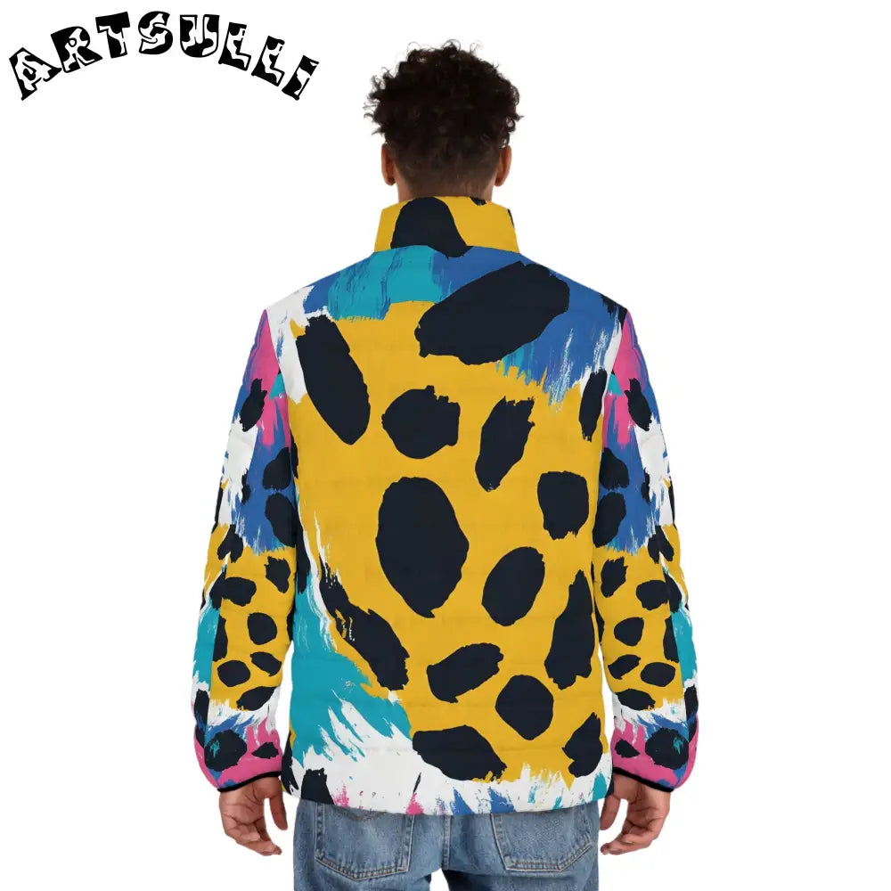 Abstract Print x Paint Puffer Jacket, Artsulli - Art is Long, Life is Short, All Over Prints, , , , , , , 