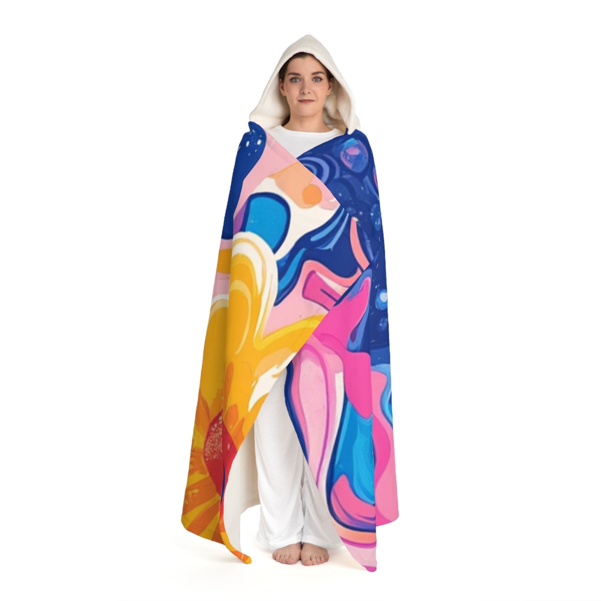 Abstract Sherpa Hooded Fleece Blanket, Artsulli - Art is Long, Life is Short, All Over Prints, , , , , , , 