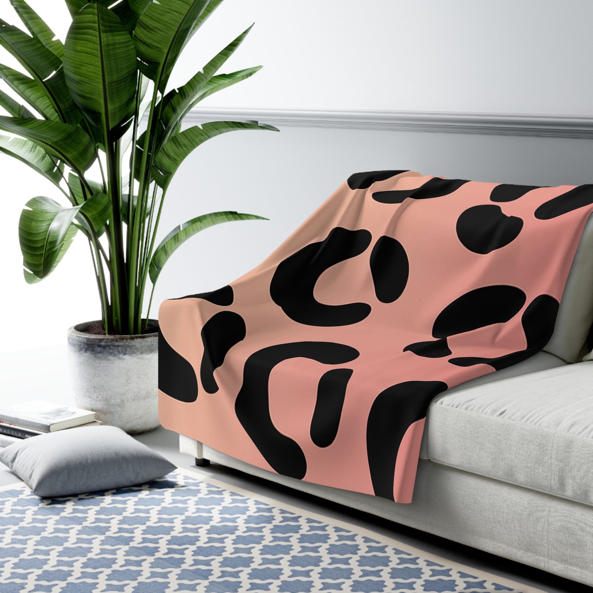 Abstract Spot Pink Peach Gradient Sherpa Fleece Blanket, Artsulli - Art is Long, Life is Short, Home Decor, , , , , , , 