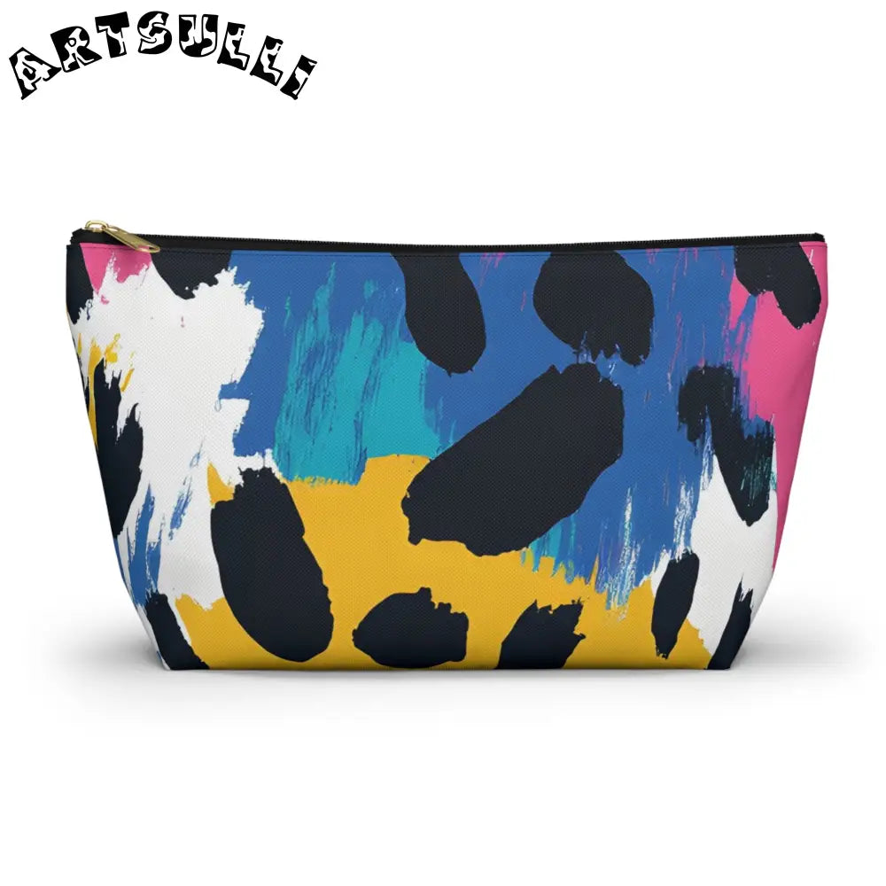 Abstract T-Bottom Pouch and Excellent Pencil Case, Artsulli - Art is Long, Life is Short, Bags, Size, Large, Color, Black zipper, , , 75293568605314293618