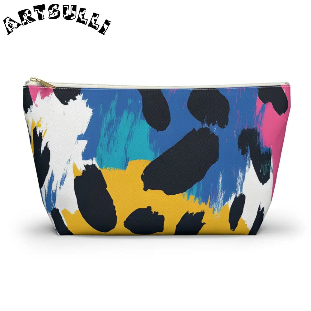 Abstract T-Bottom Pouch and Excellent Pencil Case, Artsulli - Art is Long, Life is Short, Bags, Size, Large, Color, White zipper, , , 23686664025747921141