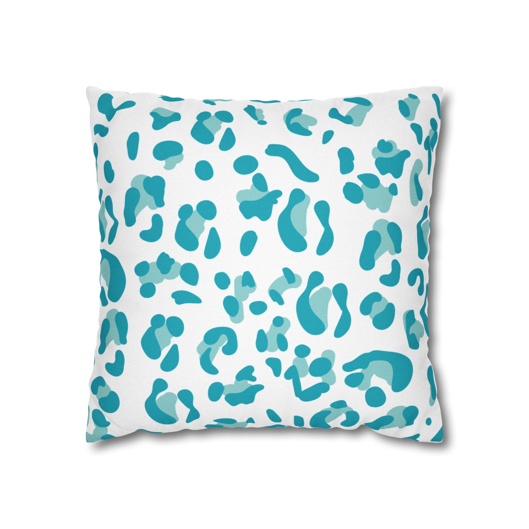 Abstract Teal Leopard Print Pillow, Artsulli - Art is Long, Life is Short, Home Decor, Size, 16" × 16", , , , , 19917628563497241633