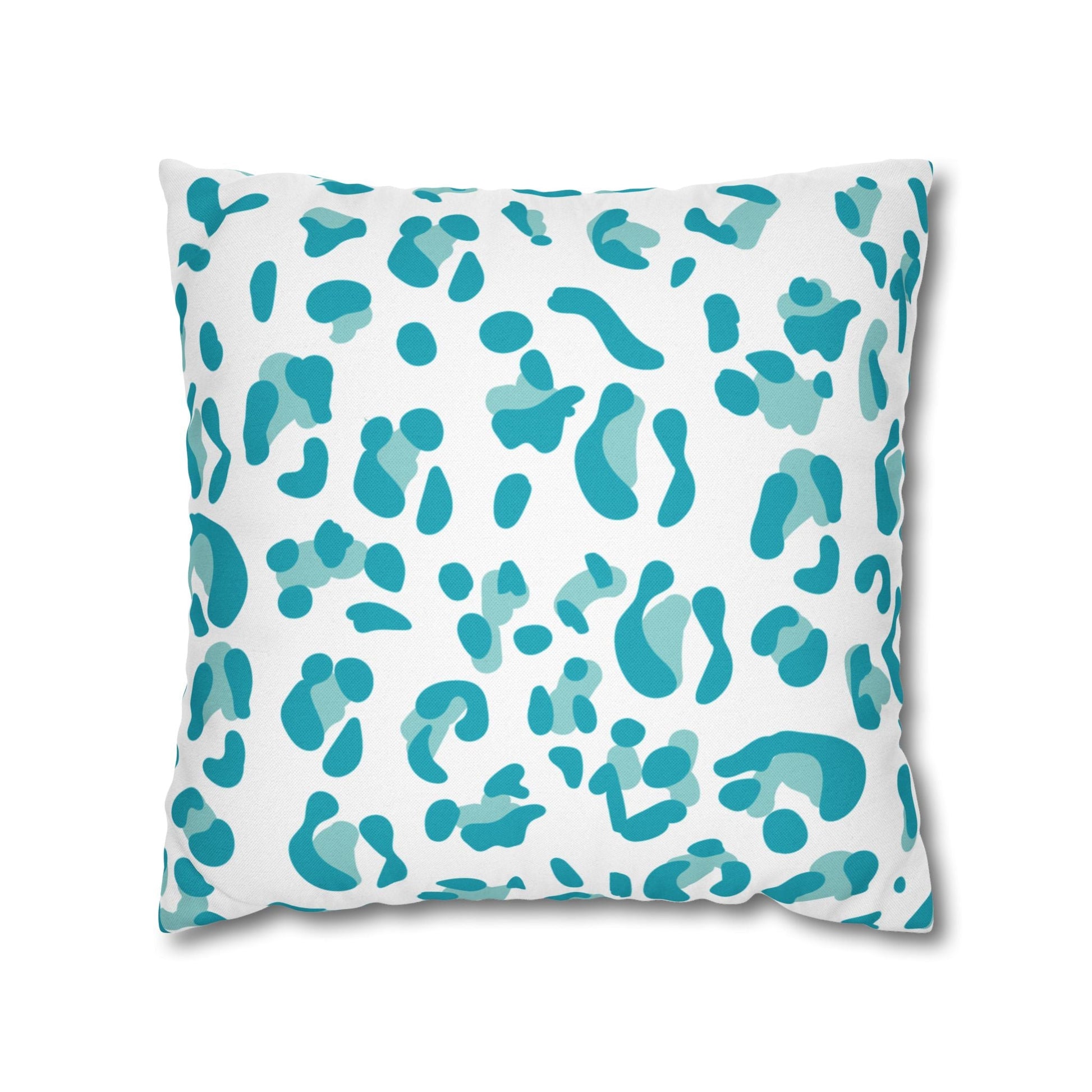 Abstract Teal Leopard Print Pillow, Artsulli - Art is Long, Life is Short, Home Decor, Size, 18" × 18", , , , , 32051199550626950852