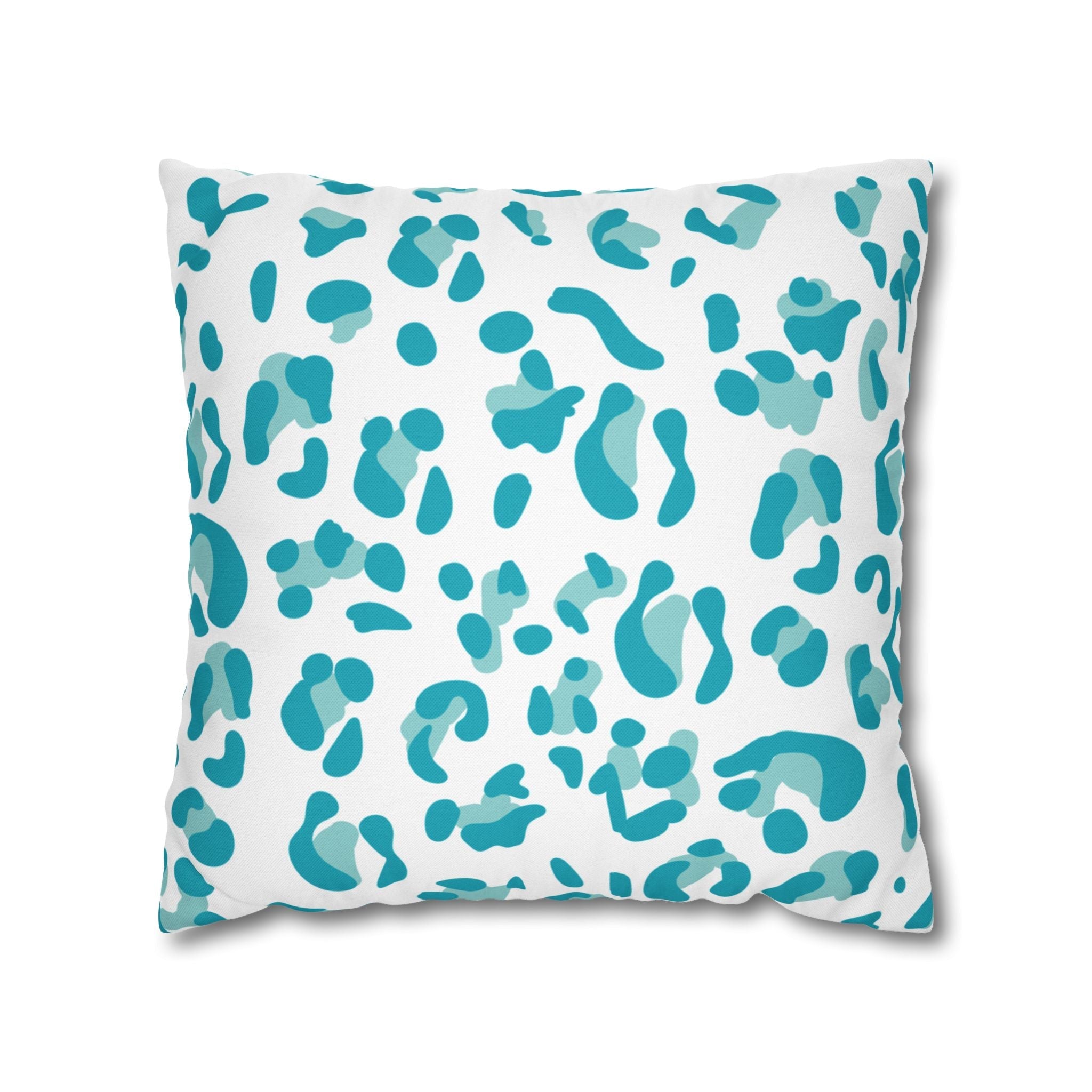 Abstract Teal Leopard Print Pillow, Artsulli - Art is Long, Life is Short, Home Decor, Size, 18" × 18", , , , , 32051199550626950852