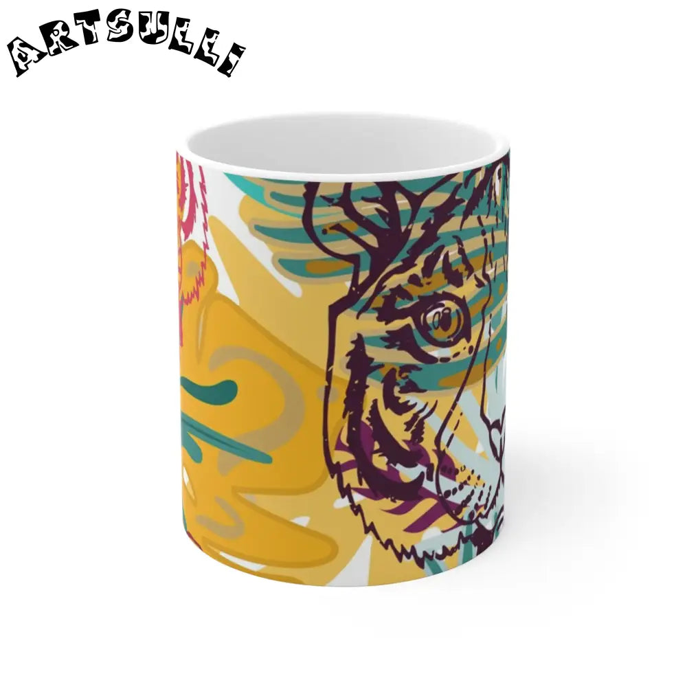 Abstract Tiger Classic White Durable Ceramic Mug, Artsulli - Art is Long, Life is Short, Mug, Size, 11oz, , , , , 83872887527894