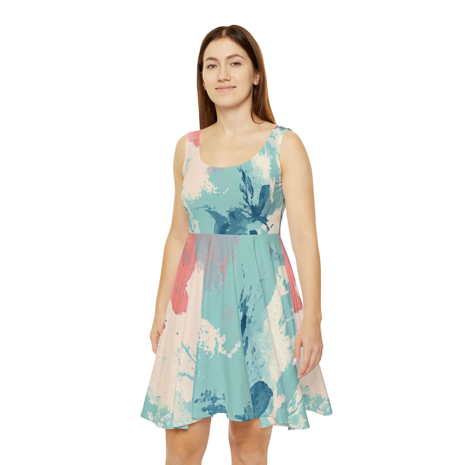 Abstract Watercolor Skater Dress, Artsulli - Art is Long, Life is Short, All Over Prints, , , , , , , 
