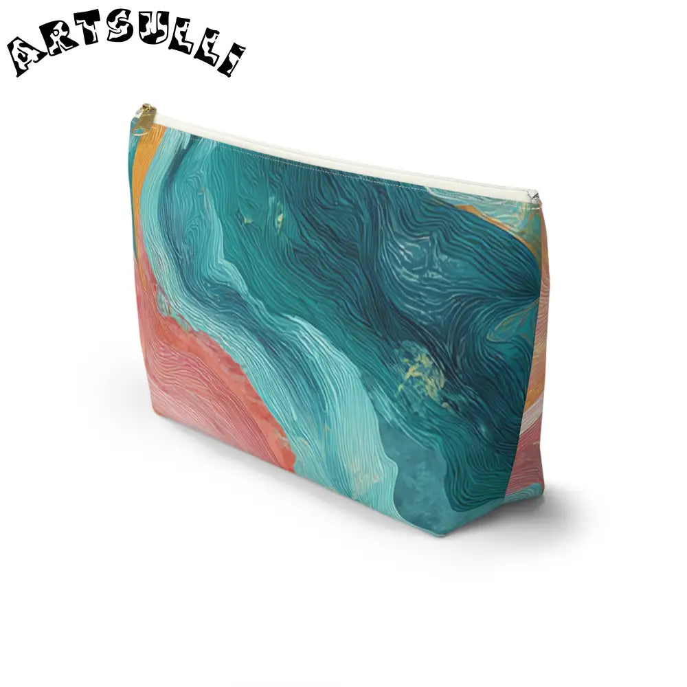 Abstract Wavy Cosmetic Travel T-Bottom Pouch, Artsulli - Art is Long, Life is Short, Bags, , , , , , , 