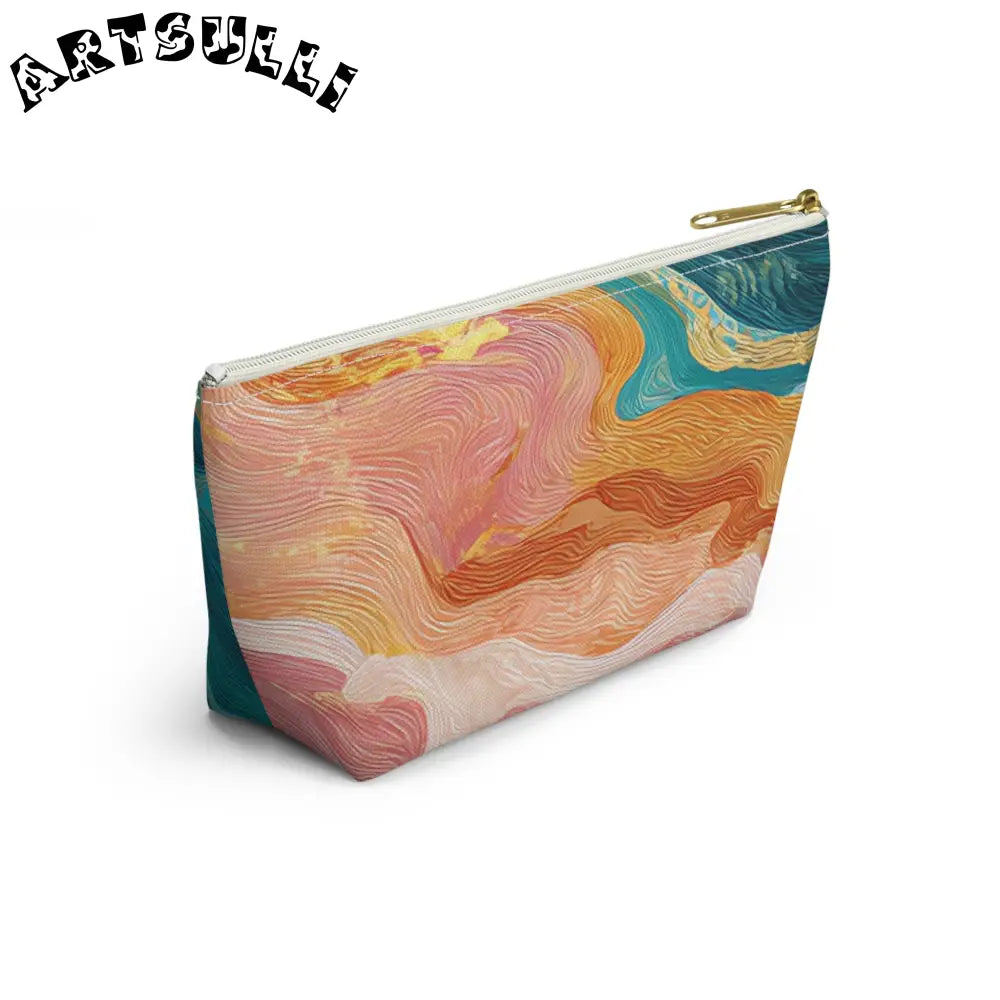 Abstract Wavy Cosmetic Travel T-Bottom Pouch, Artsulli - Art is Long, Life is Short, Bags, , , , , , , 