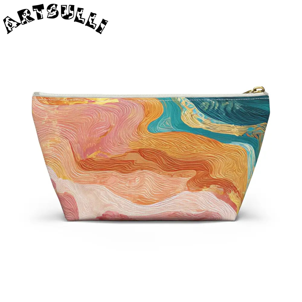 Abstract Wavy Cosmetic Travel T-Bottom Pouch, Artsulli - Art is Long, Life is Short, Bags, , , , , , , 
