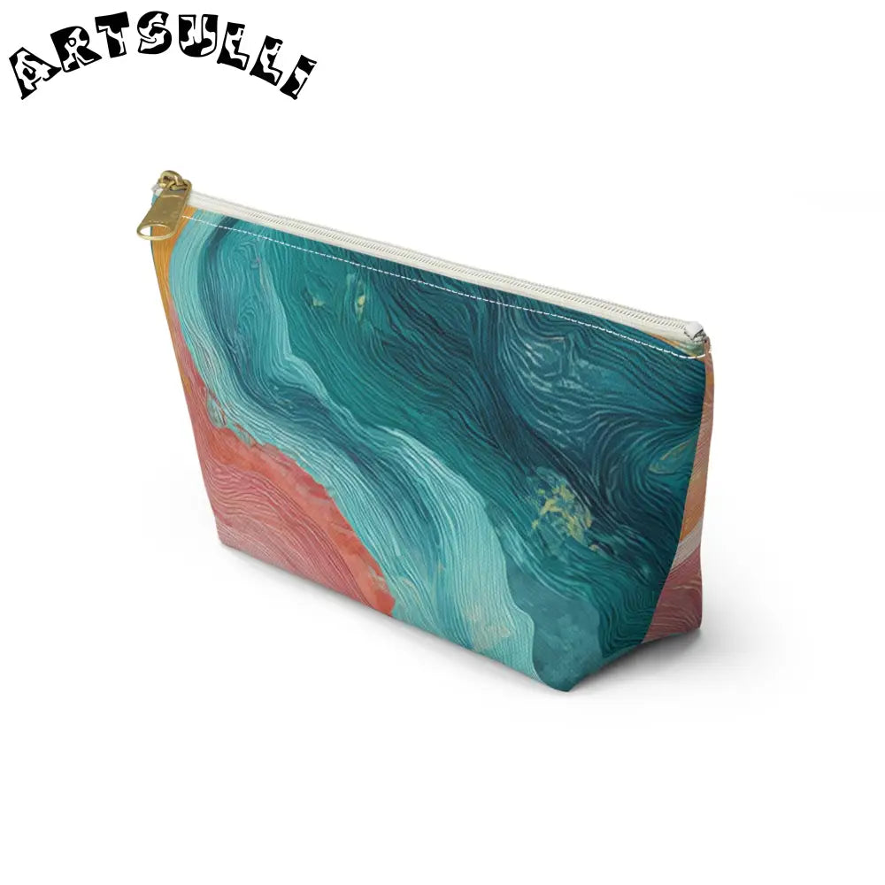 Abstract Wavy Cosmetic Travel T-Bottom Pouch, Artsulli - Art is Long, Life is Short, Bags, , , , , , , 