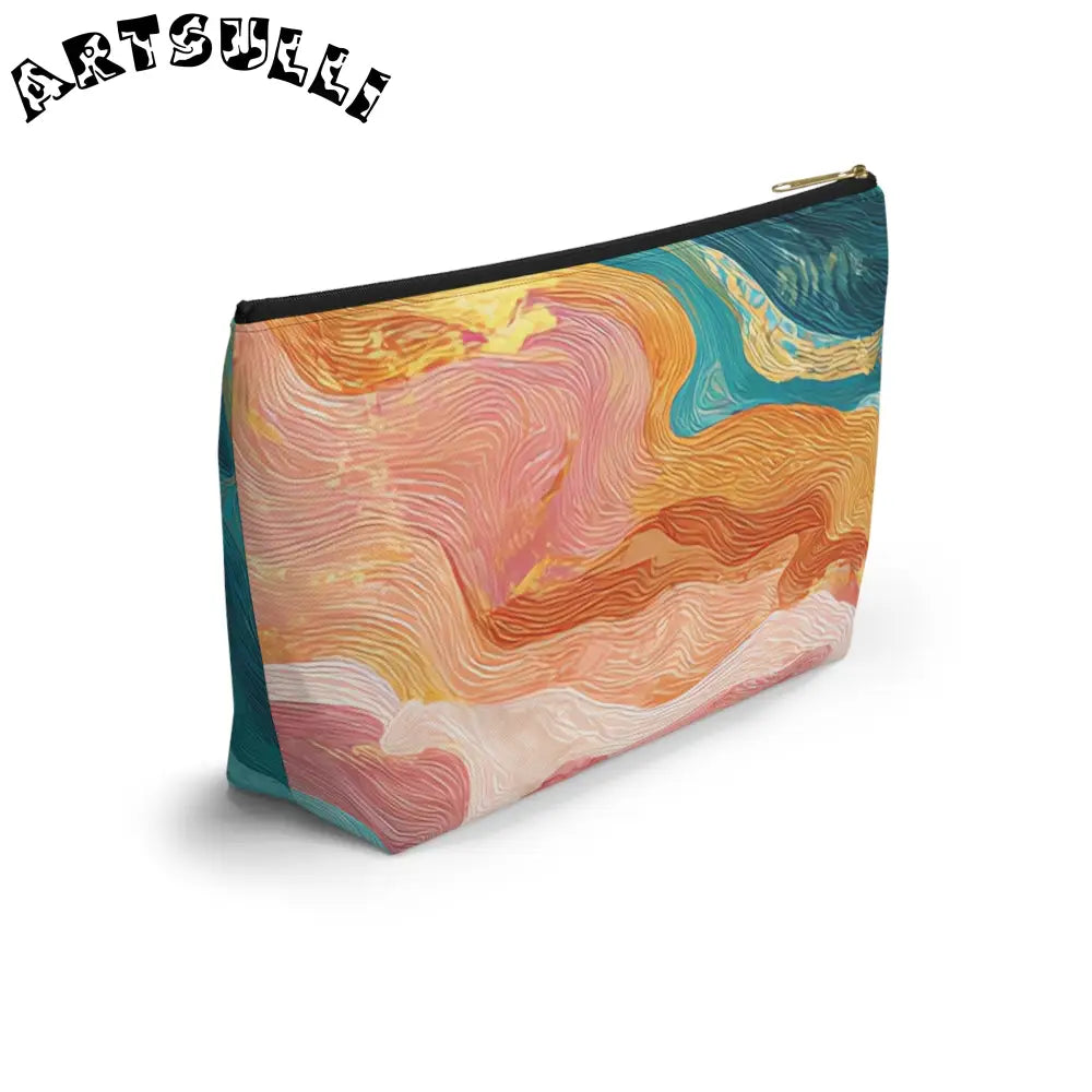 Abstract Wavy Cosmetic Travel T-Bottom Pouch, Artsulli - Art is Long, Life is Short, Bags, , , , , , , 