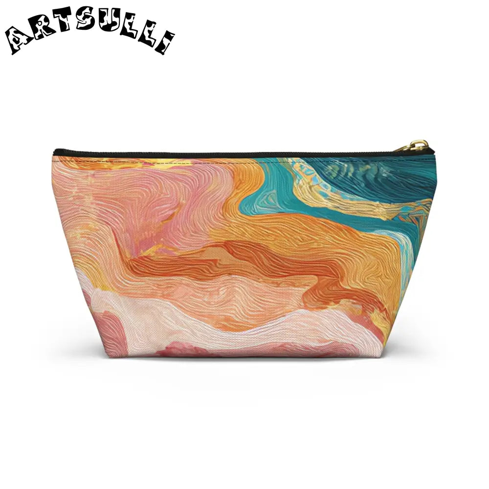 Abstract Wavy Cosmetic Travel T-Bottom Pouch, Artsulli - Art is Long, Life is Short, Bags, , , , , , , 